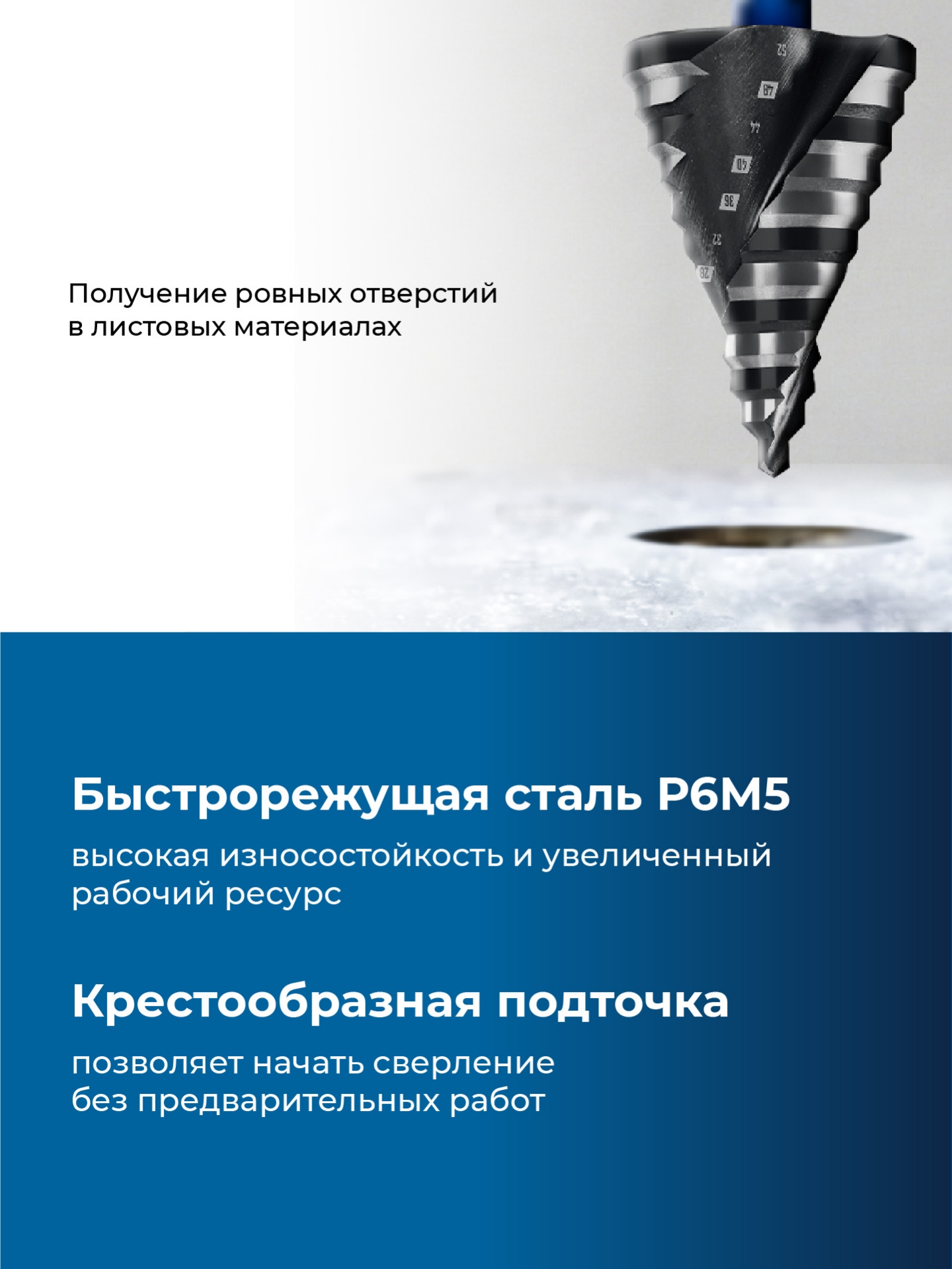 ЗУБР BLACK FORCE 6-52мм, 12 ступеней, винтовая проточка, сверло ступенчатое, ПРОФЕССИОНАЛ (29671-6-52-12) — фото 3