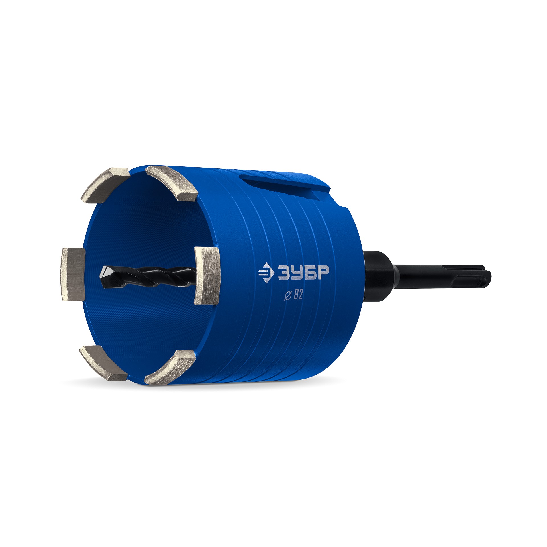 ЗУБР Железобетон 82мм (сухое сверление с микроударом, рабочая глубина 75мм, лазерная сварка) алмазная сегментная коронка для подрозетников (29875-82)