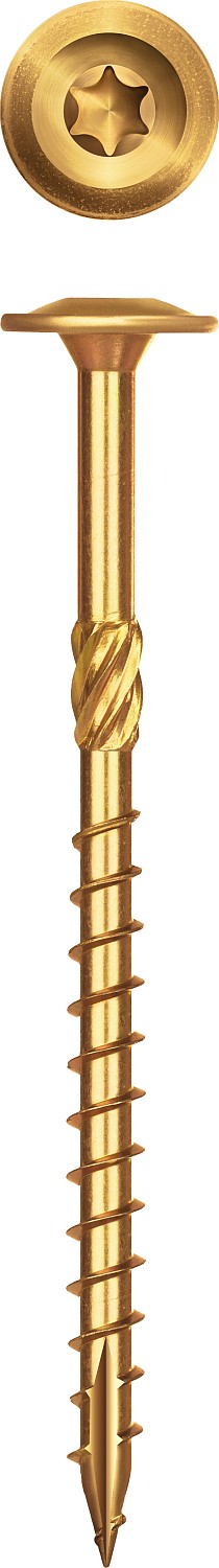 ЗУБР КС-Т, 80 х 6.0 мм, TX30, тарельчатая головка желтый цинк, 100 шт (1,07 кг.), конструкционный саморез, Профессионал (30051-60-080)