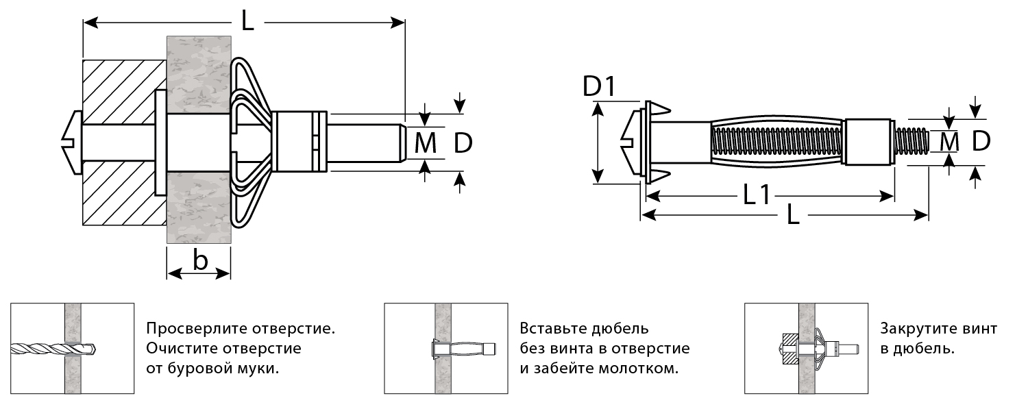 ЗУБР МОЛЛИ, М8 х 80 х 13 мм, 35 шт, анкер для пустотелых конструкций (302472-08-080) — фото 2