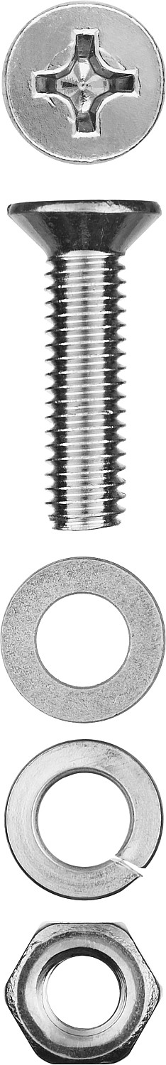 ЗУБР DIN 965, M4 х 25 мм, цинк, 20 шт, винт с гайкой и шайбами (303456-04-025)