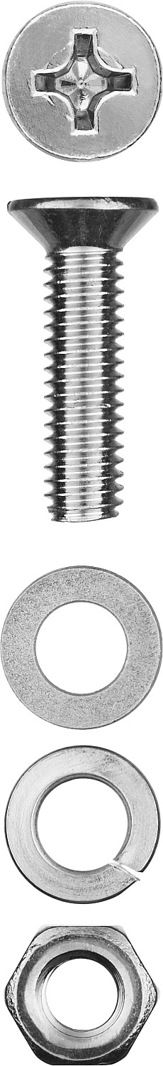 ЗУБР DIN 965, M5 х 30 мм, цинк, 14 шт, винт с гайкой и шайбами (303456-05-030)