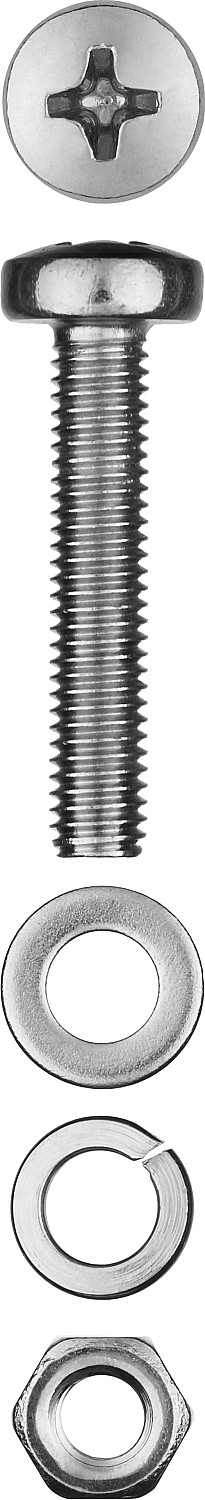 ЗУБР DIN 7985, M4 х 30 мм, цинк, 20 шт, винт с гайкой и шайбами (303476-04-030)