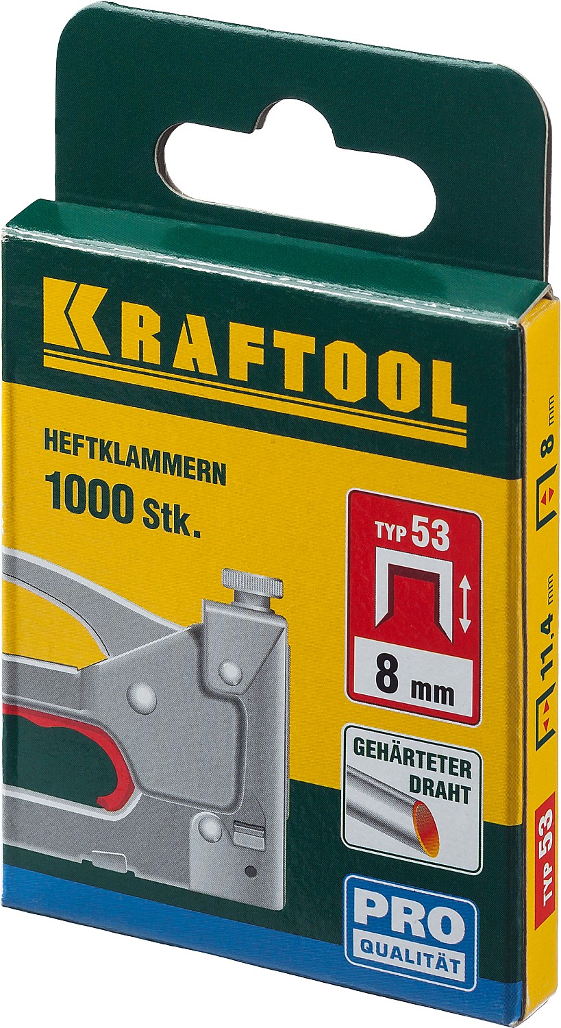KRAFTOOL скобы тип 53 (A/10/JT21), 8 мм, калибр 23GA. 1000 шт (31670-08) — фото 2