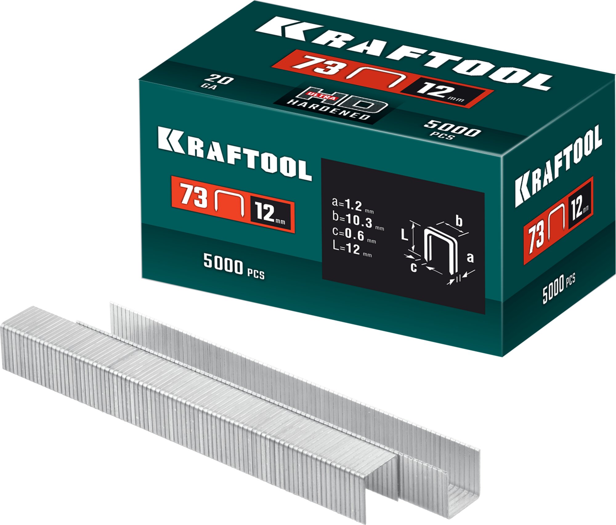 KRAFTOOL скобы тип 73, 12 мм, калибр 20GA. 5000 шт (31773-12)
