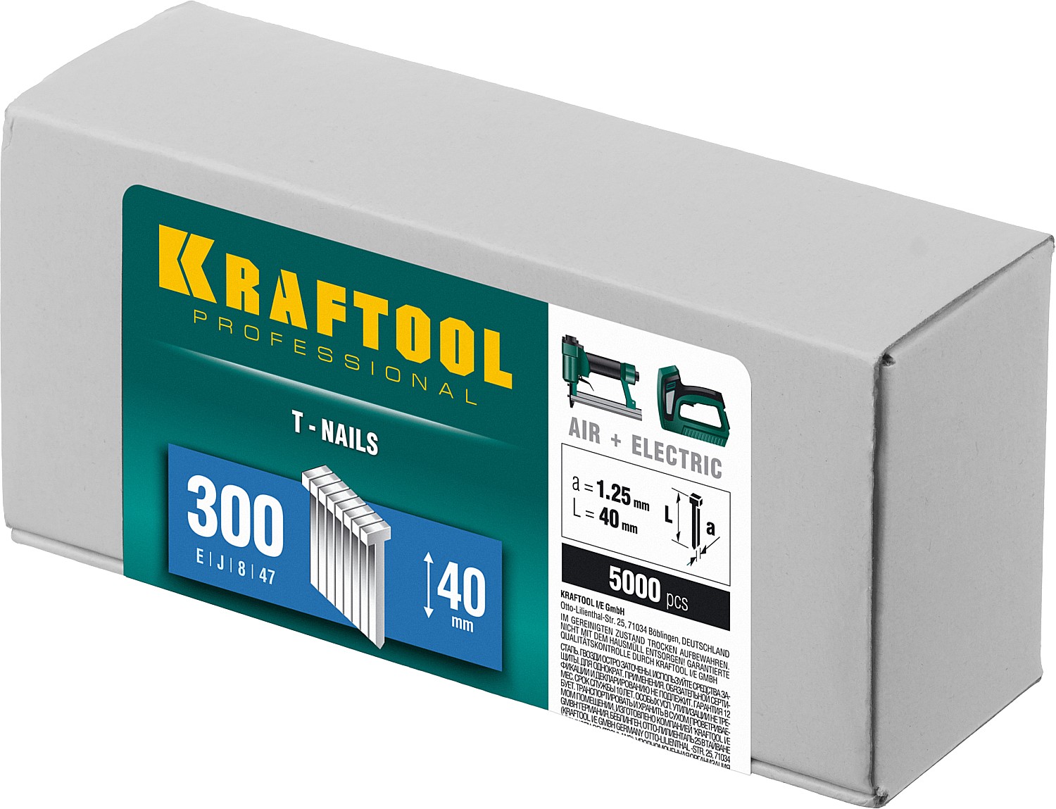 KRAFTOOL гвозди тип 300 (47/J/ F), 40 мм, калибр 18GA. 5000 шт (31785-40) — фото 2