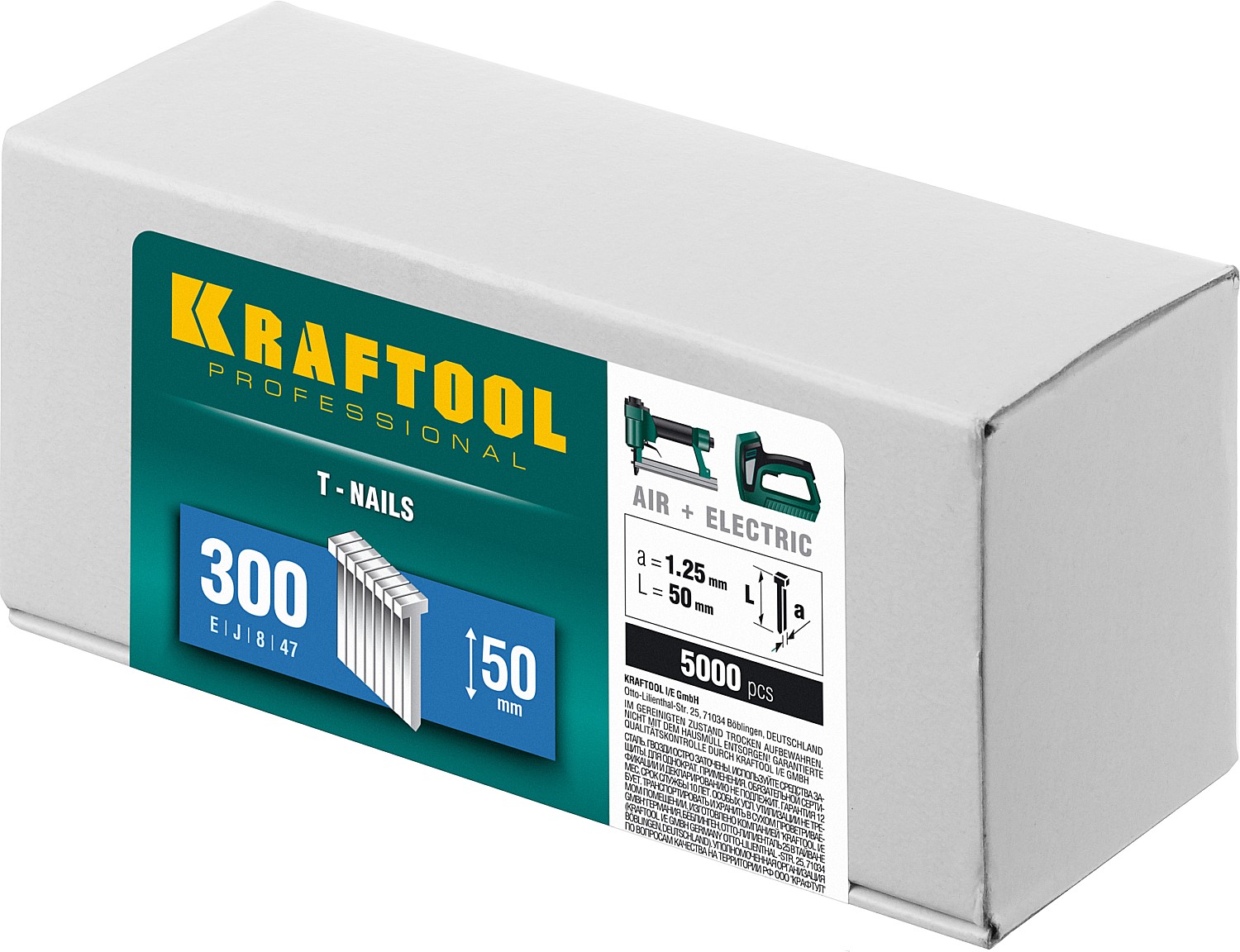 KRAFTOOL гвозди тип 300 (47/J/ F), 50 мм, калибр 18GA. 5000 шт (31785-50) — фото 2