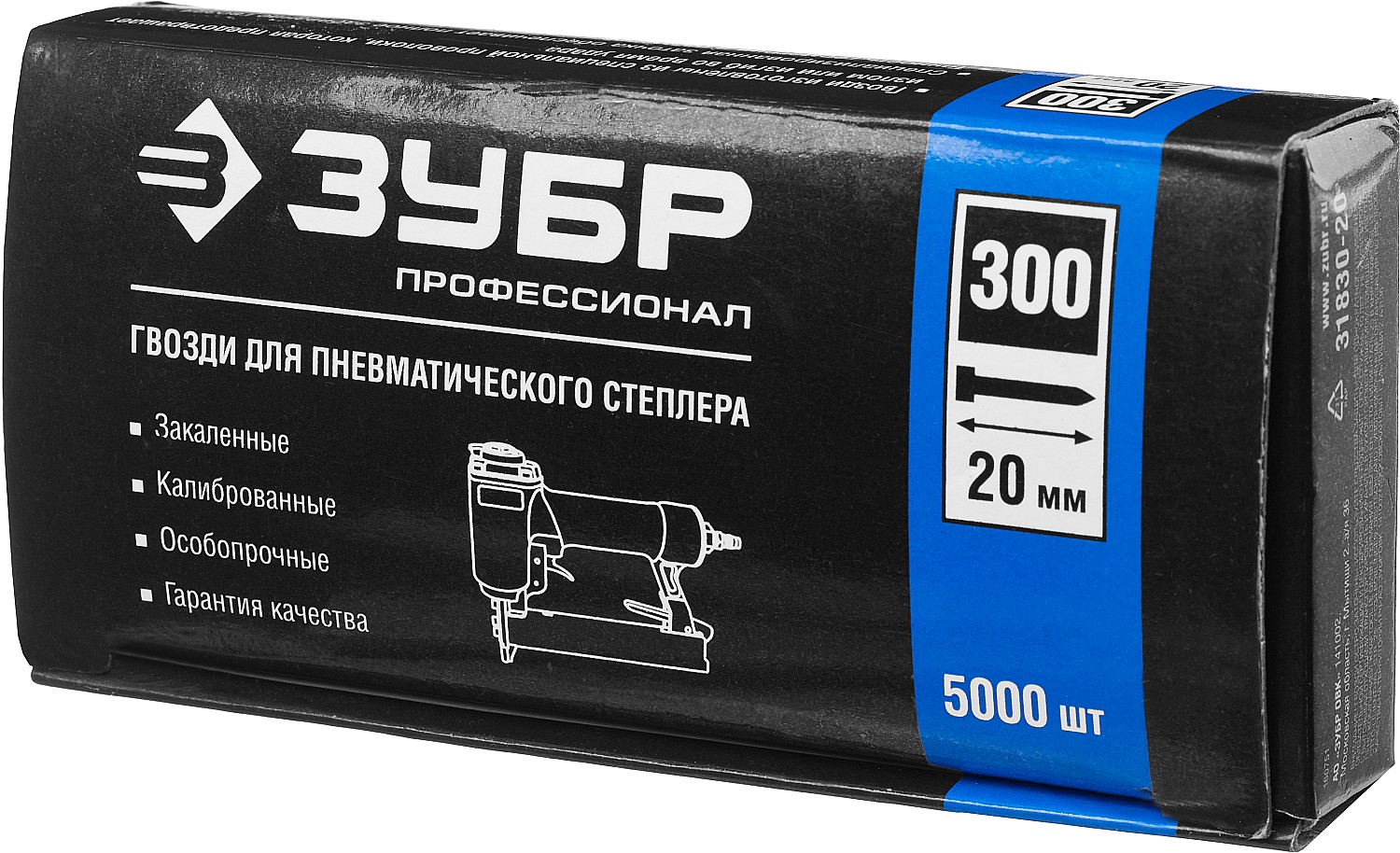 ЗУБР гвозди тип 300 (47/J/F), 20 мм, калибр 18GA. 5000 шт. Профессионал (31830-20) — фото 4