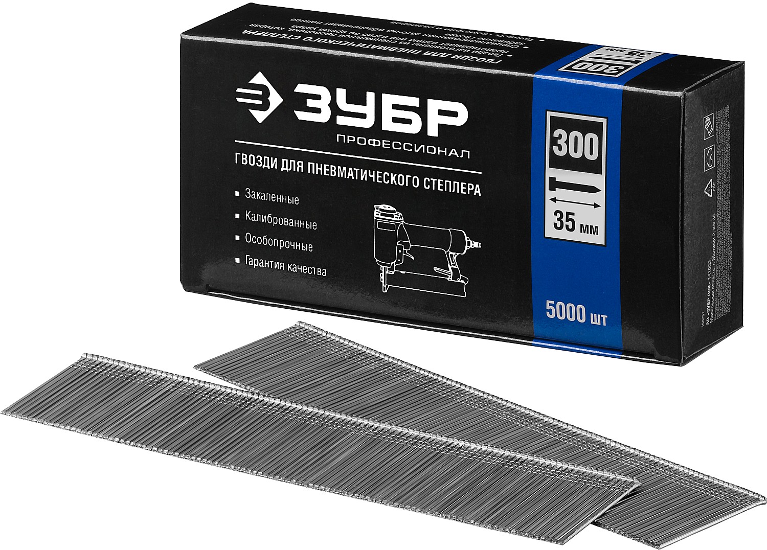 ЗУБР гвозди тип 300 (47/J/F), 35 мм, калибр 18GA. 5000 шт. Профессионал (31830-35)