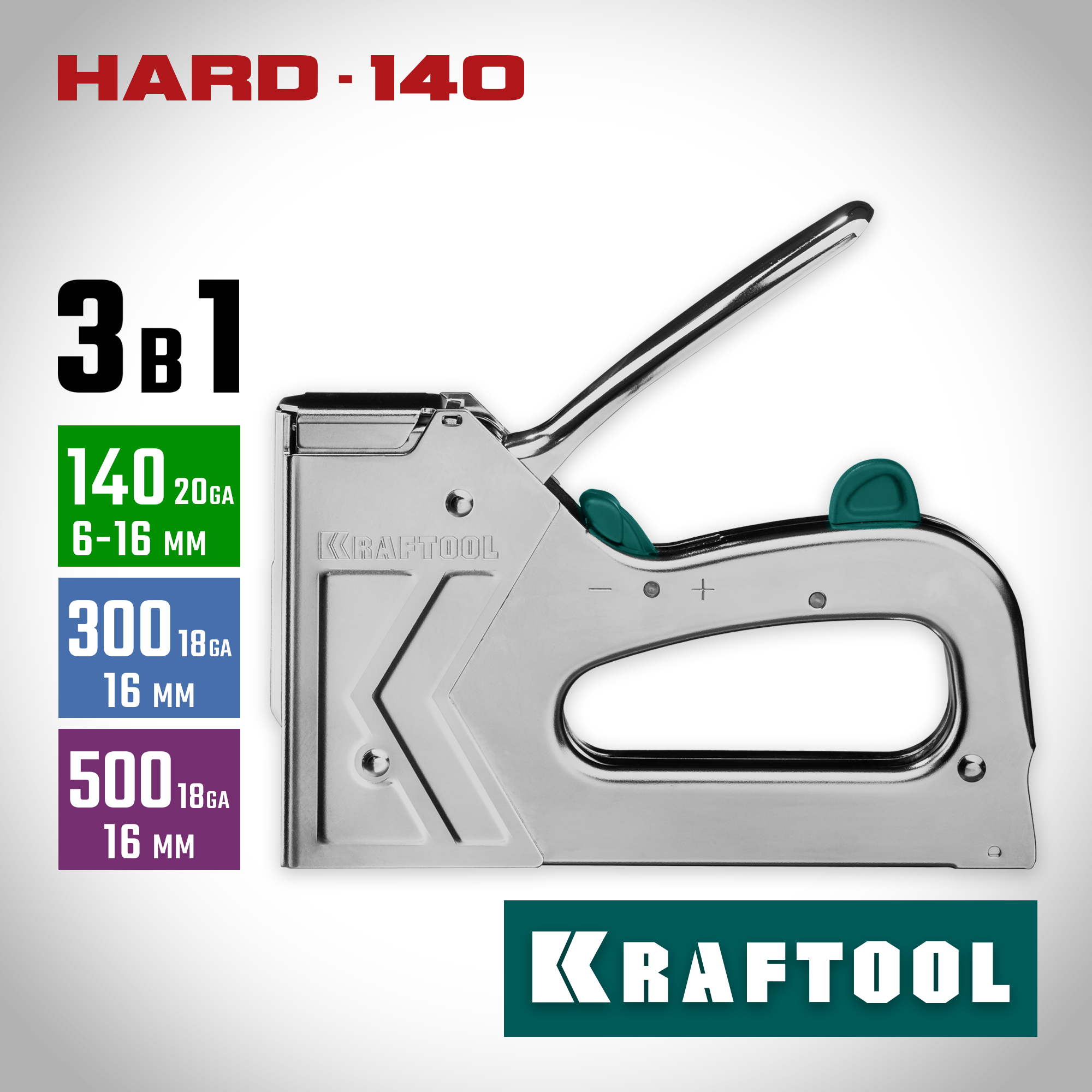 KRAFTOOL EXTREM 140, тип 140 (G/11/57) 20GA (6 - 16 мм)/300/500, стальной рессорный степлер (3185) — фото 2
