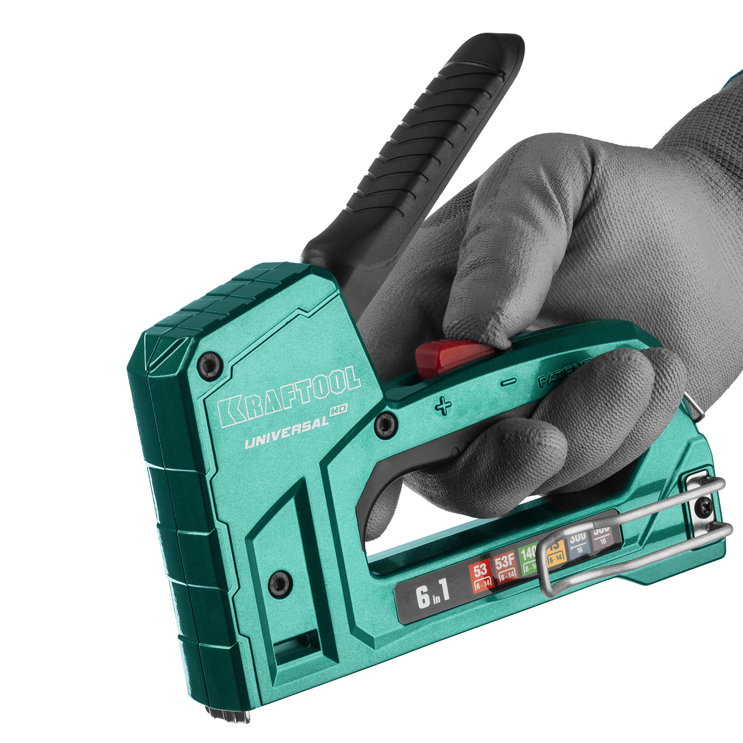 KRAFTOOL Universal-HD, 6-в-1: 53 (A/10/JT21) 23GA (6 - 14 мм)/140 (G/11/57) 20GA (8 - 14 мм)/13/53F/300/500, универсальный алюминиевый степлер (3188) — фото 11
