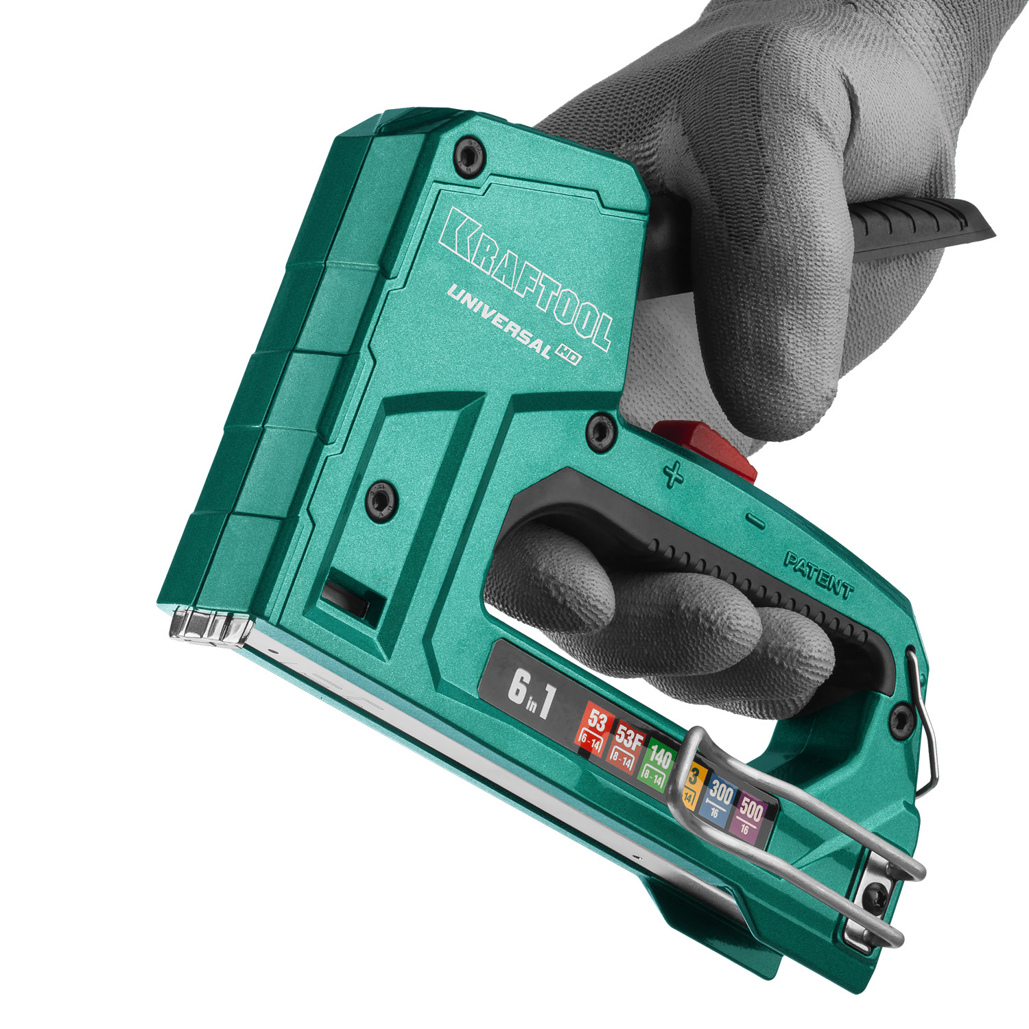 KRAFTOOL Universal-HD, 6-в-1: 53 (A/10/JT21) 23GA (6 - 14 мм)/140 (G/11/57) 20GA (8 - 14 мм)/13/53F/300/500, универсальный алюминиевый степлер (3188) — фото 13