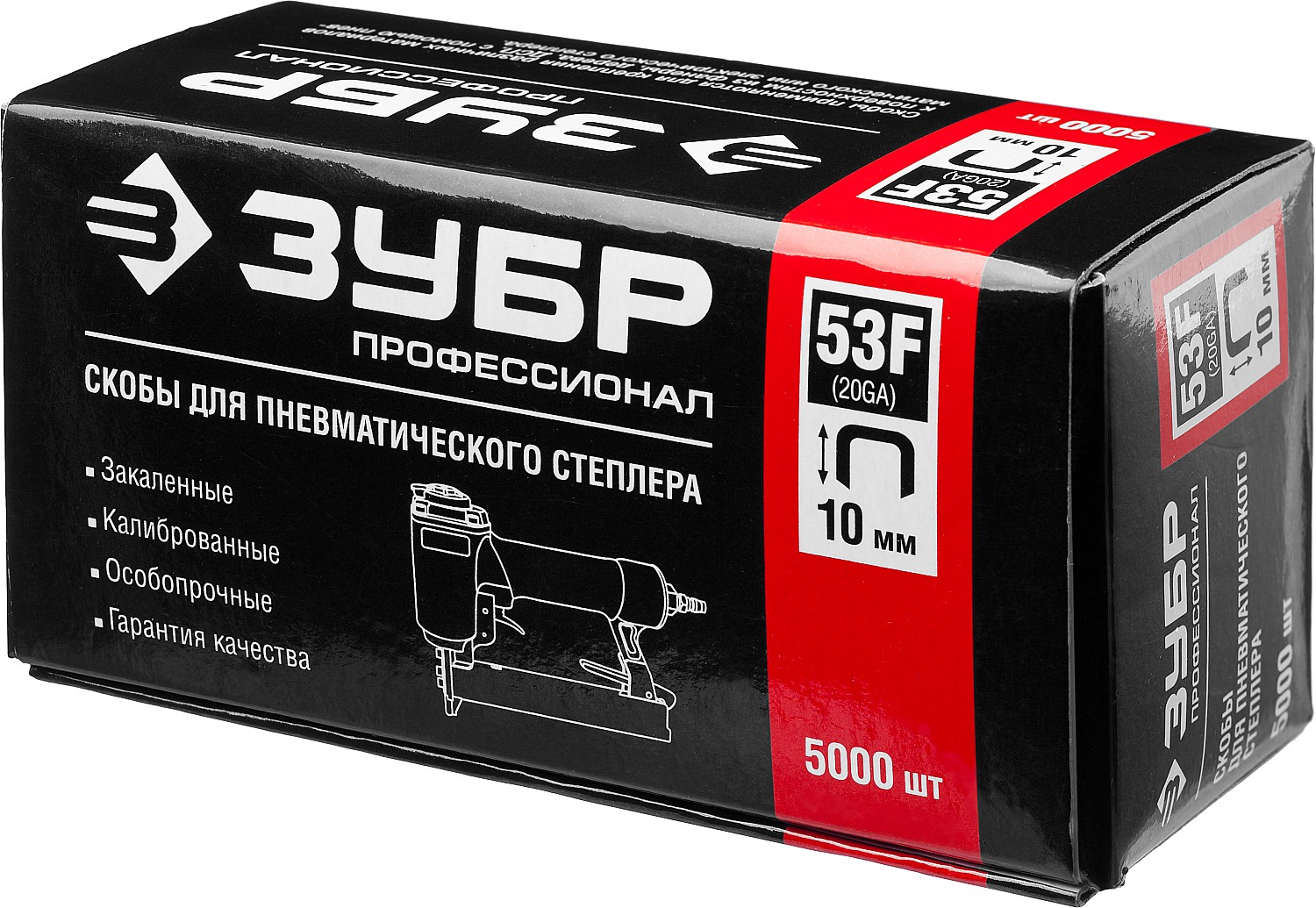 ЗУБР скобы тип 53F (D/056), 10 мм, калибр 23GA. 5000 шт. Профессионал (31950-10) — фото 4