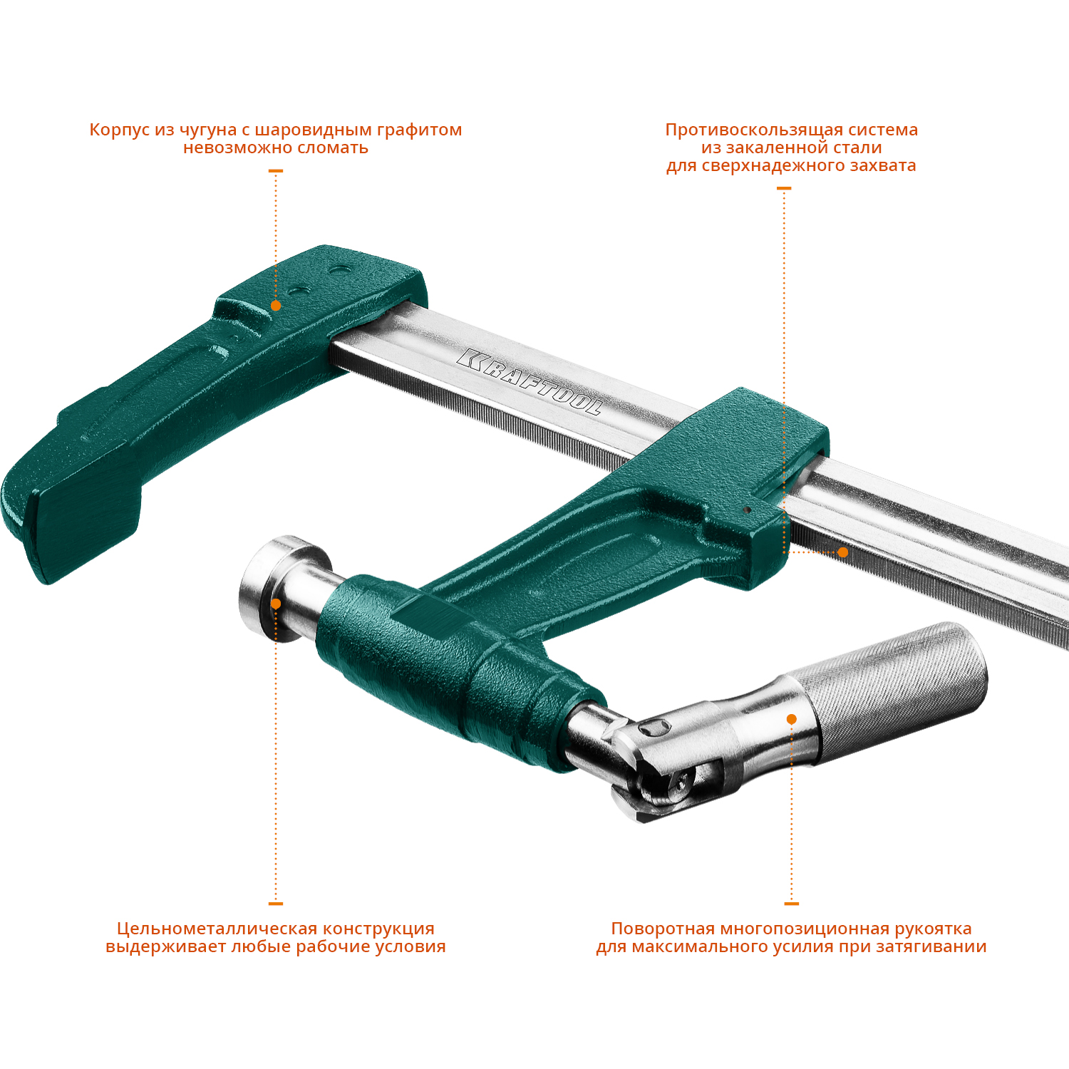 KRAFTOOL E -60/12, 125 х 600 мм, мощная струбцина F (32013-125-600) — фото 3