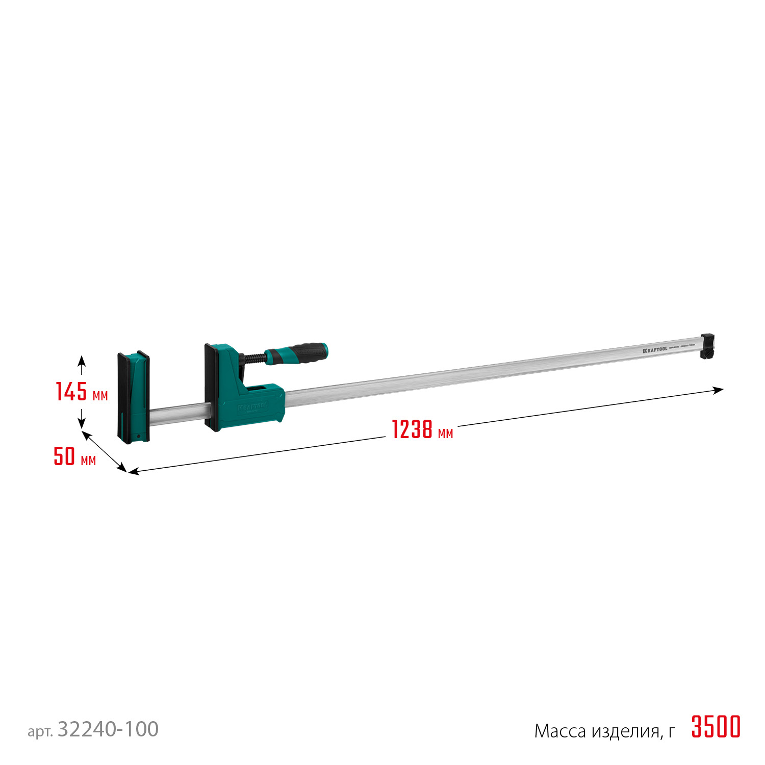 KRAFTOOL Grand-1000/1150, 1000/1150 мм, сжатие/распор, 600 кгс, глубина зажима 95 мм, корпусная струбцина (32240-100) — фото 7