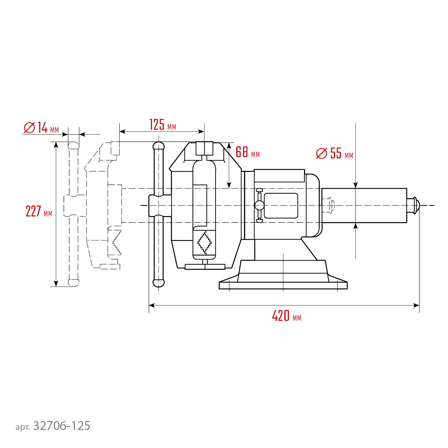 KRAFTOOL 3D Multi-Purpose, 125 мм, Чугунные слесарные тиски (32706-125) — фото 15