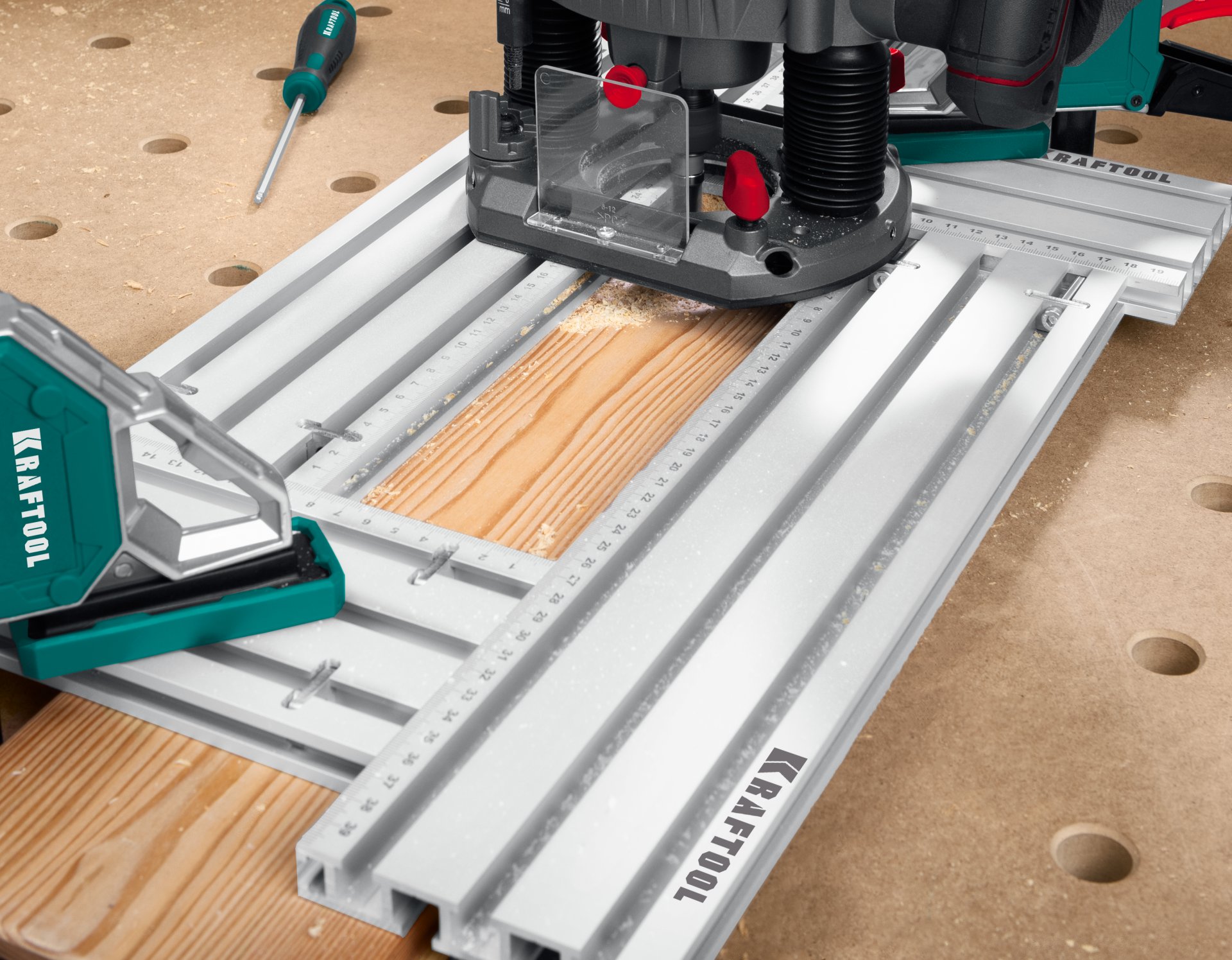 KRAFTOOL KRAFTFLEX MFS-200-400 мм, 4шт, Шаблон фрезерный в комплекте с 2 упорами (32807) — фото 2