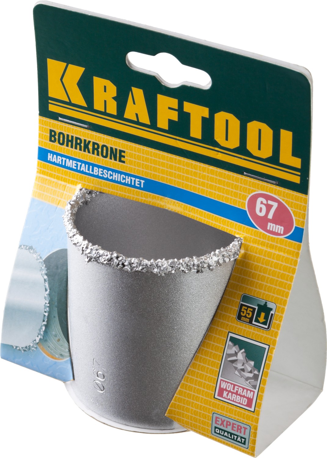 KRAFTOOL 67 мм, L 55 мм, карбид вольфрама, коронка кольцевая (33401-67) — фото 2