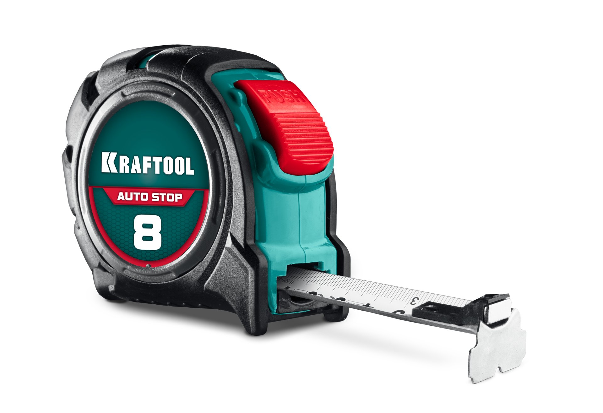 KRAFTOOL AutoStop 8м х 25мм, профессиональная рулетка с автостопом (3412-8-25)