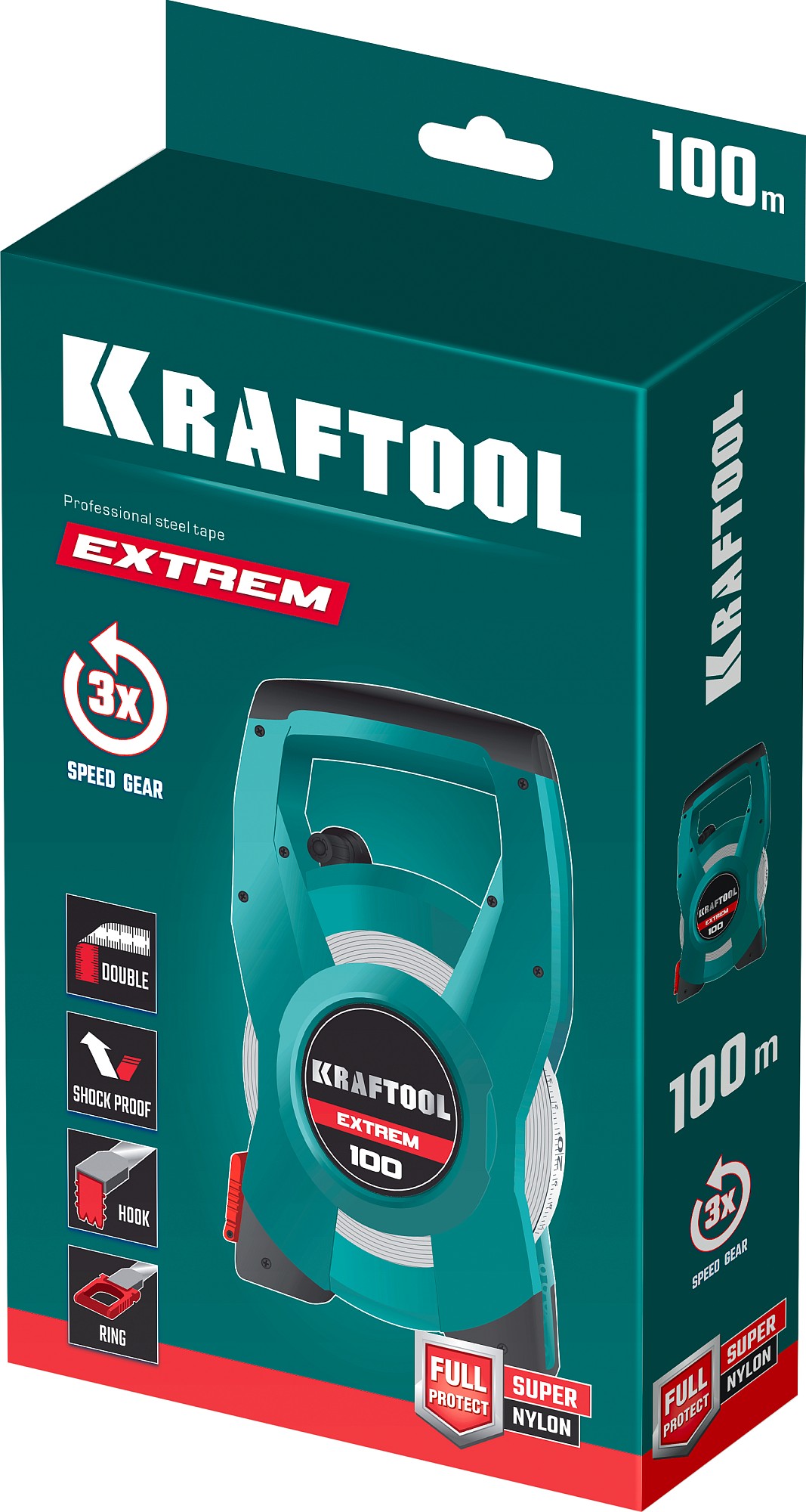 KRAFTOOL EXTREM, 100 м, геодезическая стальная мерная лента — фото 9