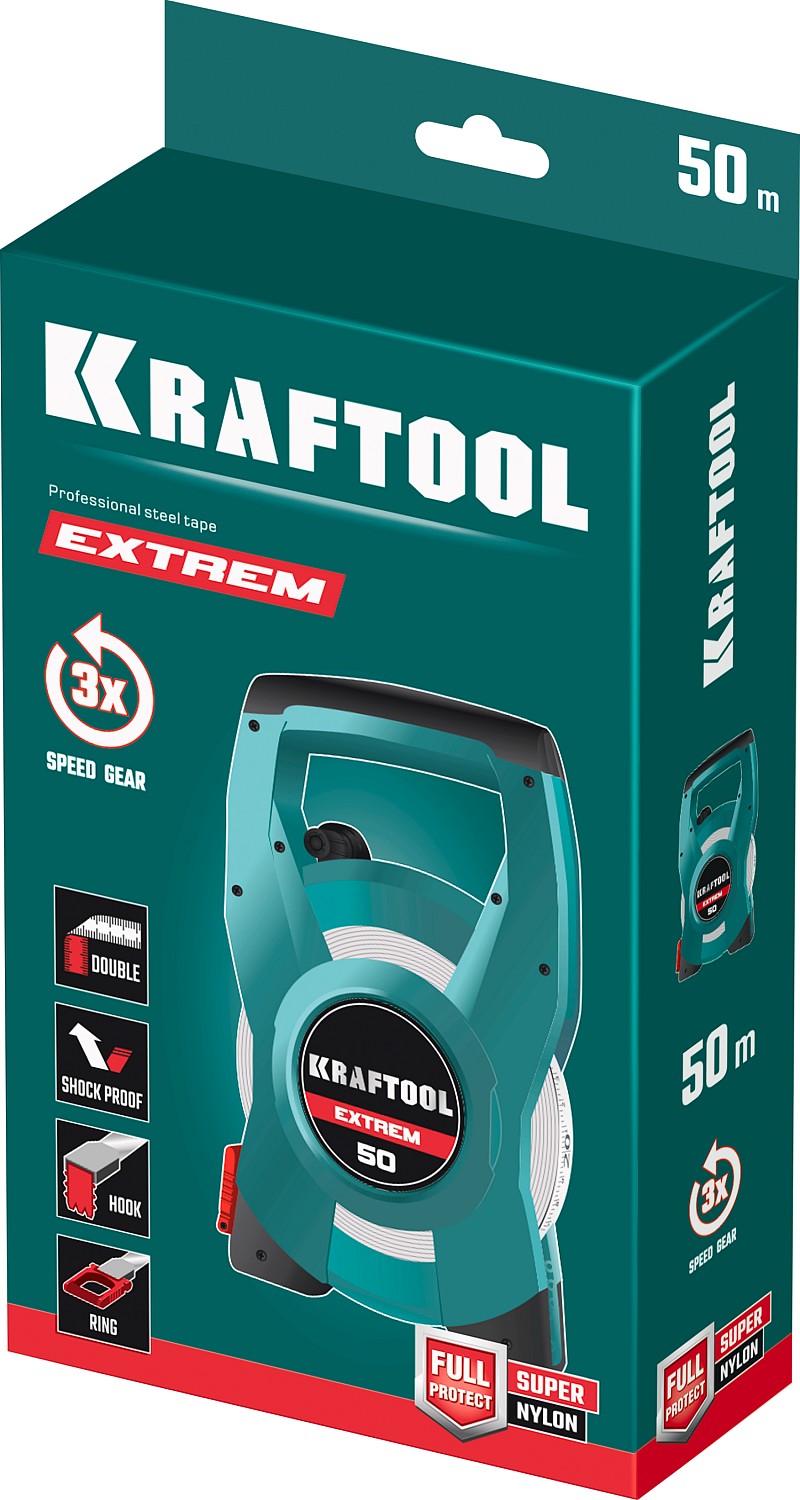 KRAFTOOL 50 м, геодезическая стальная мерная лента (34185-50) — фото 9
