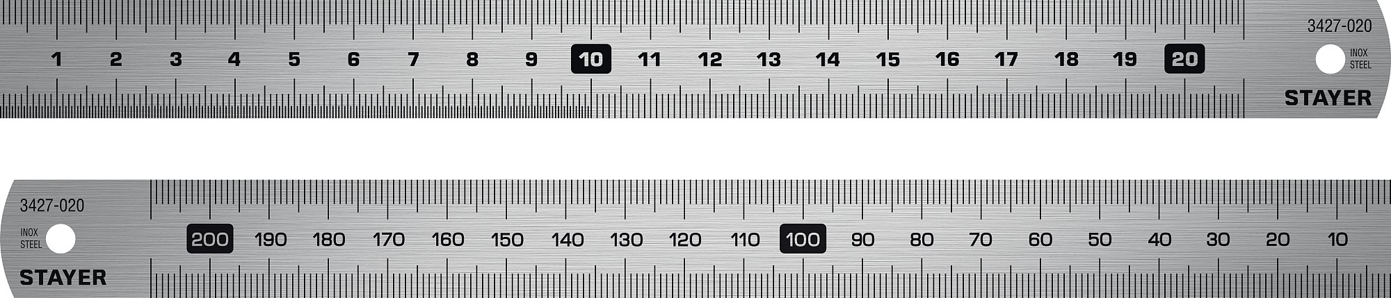 STAYER длина 0.2 м, нержавеющая линейка, Professional (3427-020)