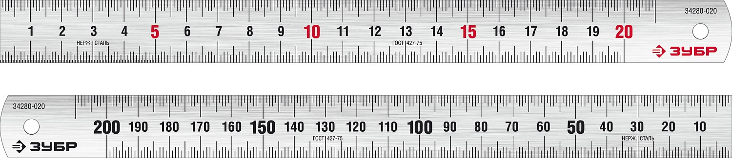 ЗУБР Про-20, длина 0.20 м, усиленная нержавеющая линейка, Профессионал (34280-020)