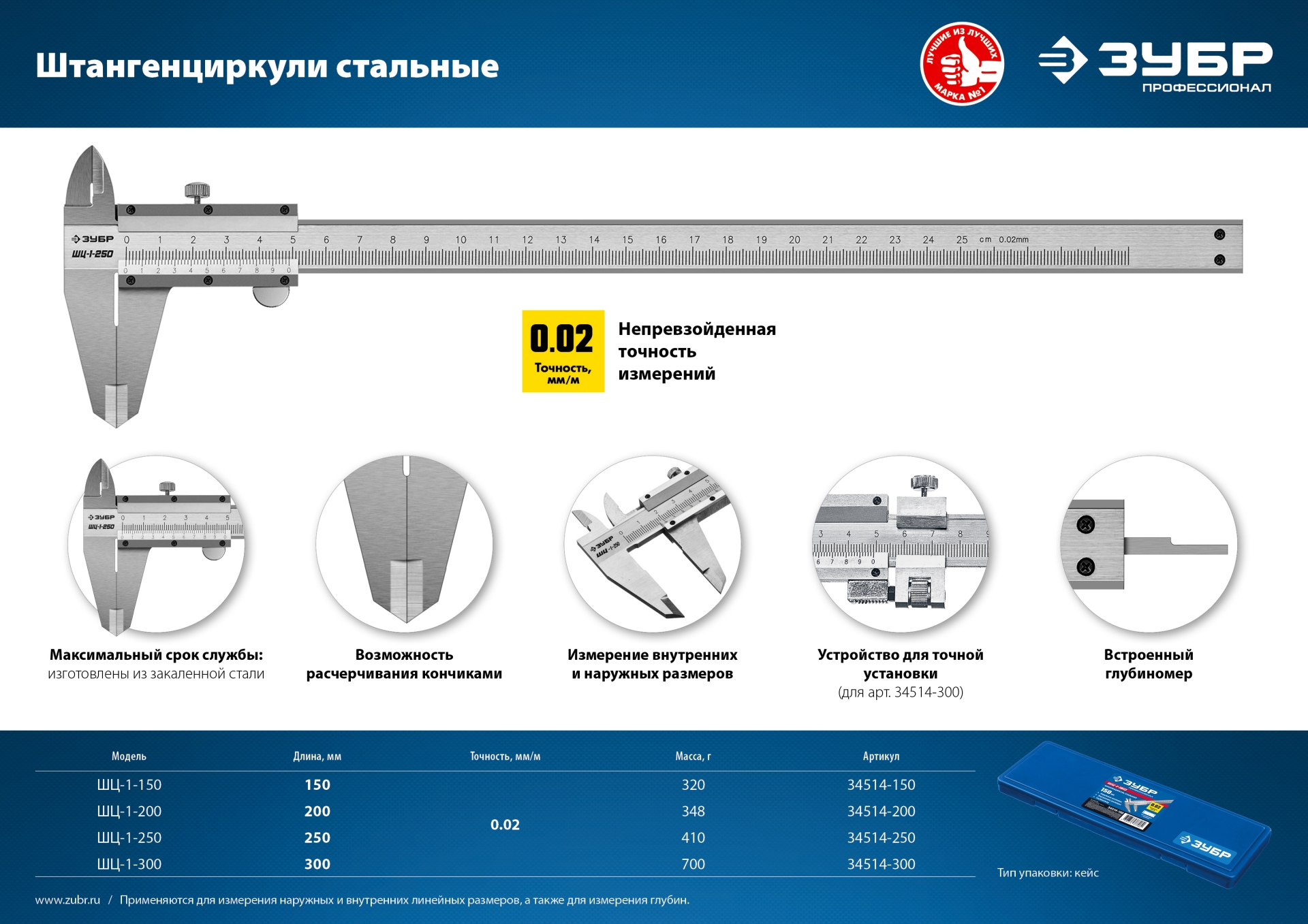 ЗУБР ШЦ-1-150, 150 мм, стальной штангенциркуль, Профессионал (34514-150) — фото 5