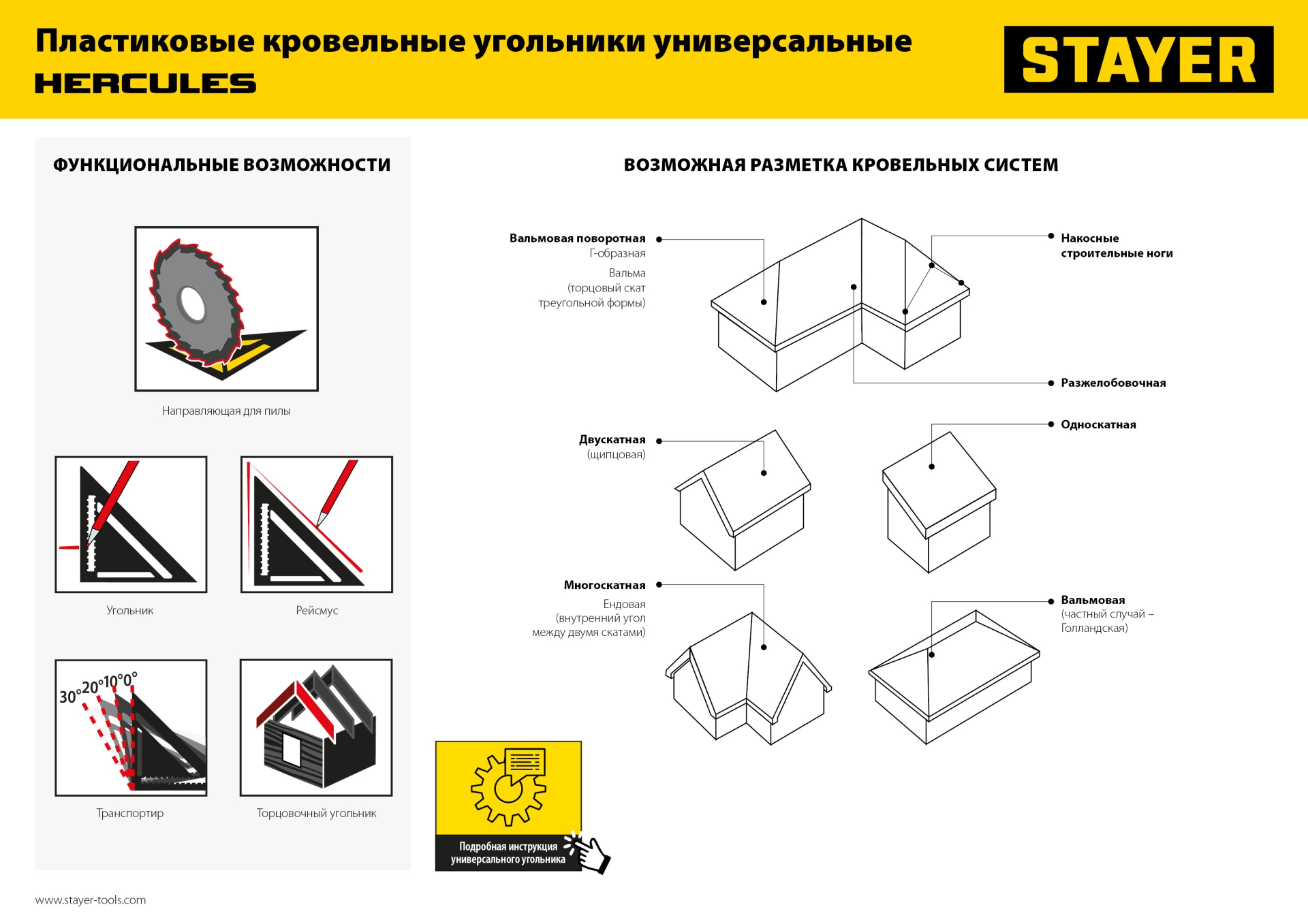 STAYER 170 мм, 5-в-1, универсальный кровельный пластиковый угольник (34522-17) — фото 14