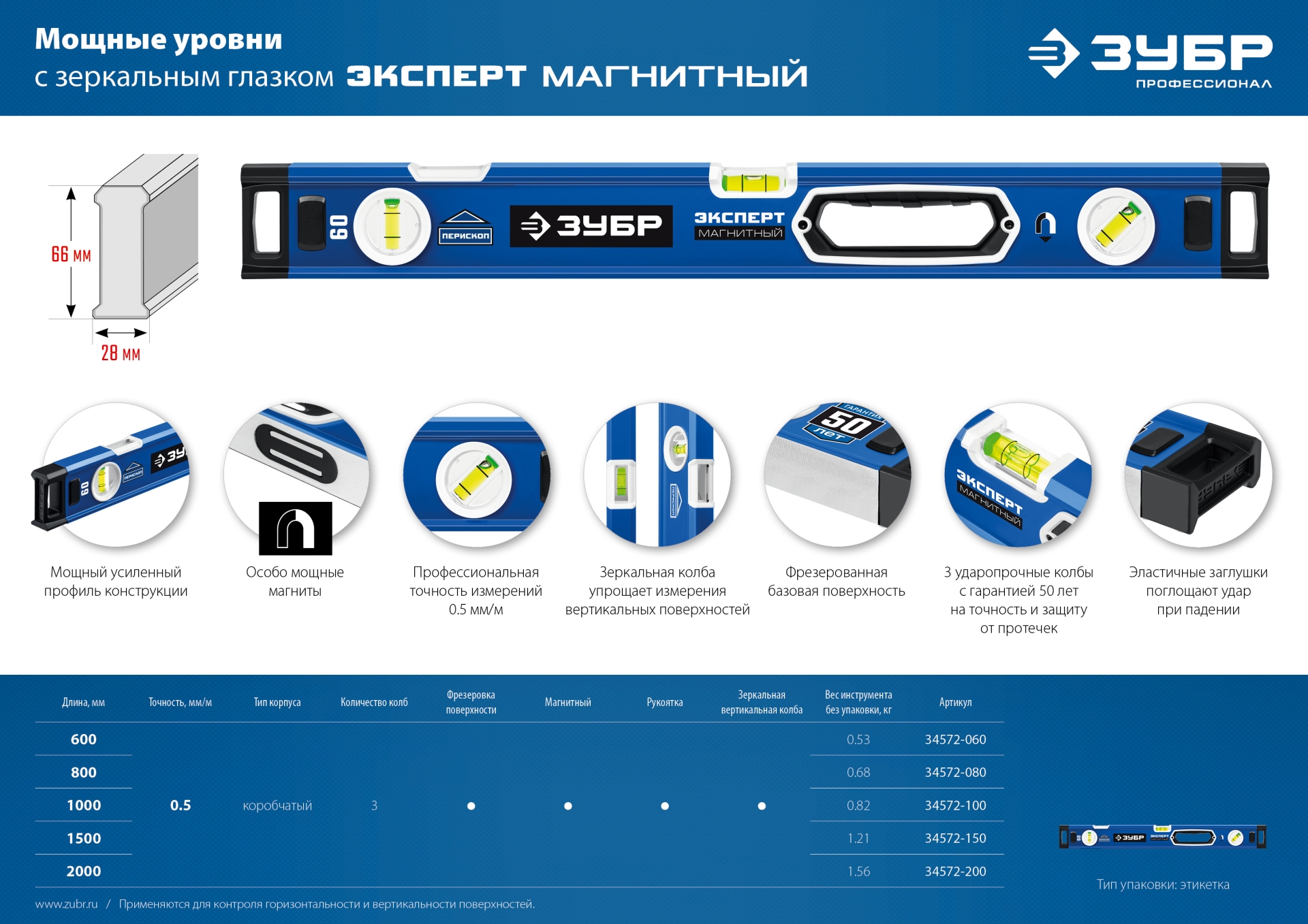 ЗУБР ЭКСПЕРТ-М, 1500 мм, с зеркальным глазком, мощный магнитный уровень, Профессионал (34572-150) — фото 13