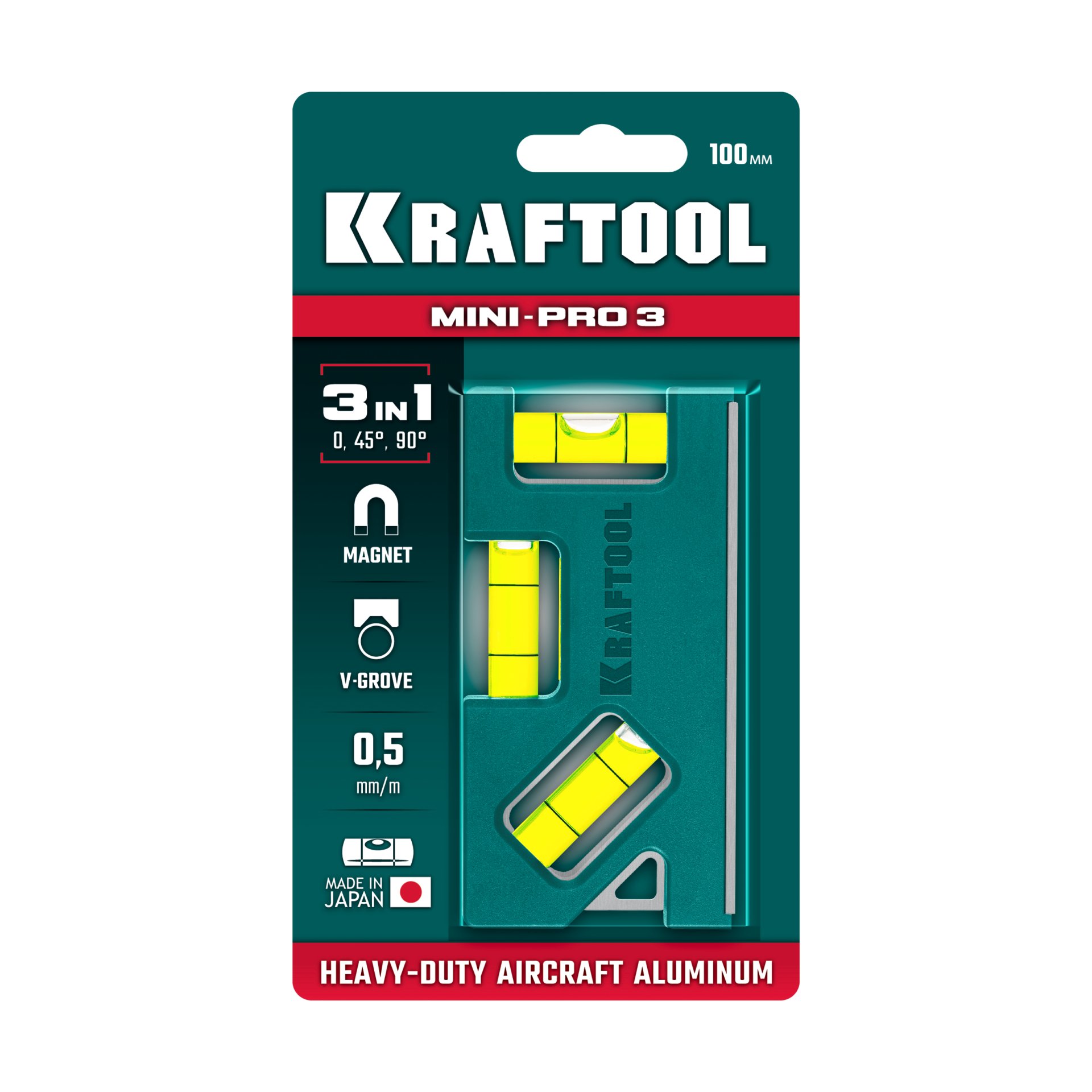 KRAFTOOL Mini-Pro 3, 100 мм, магнитный компактный уровень (34861-010) — фото 4