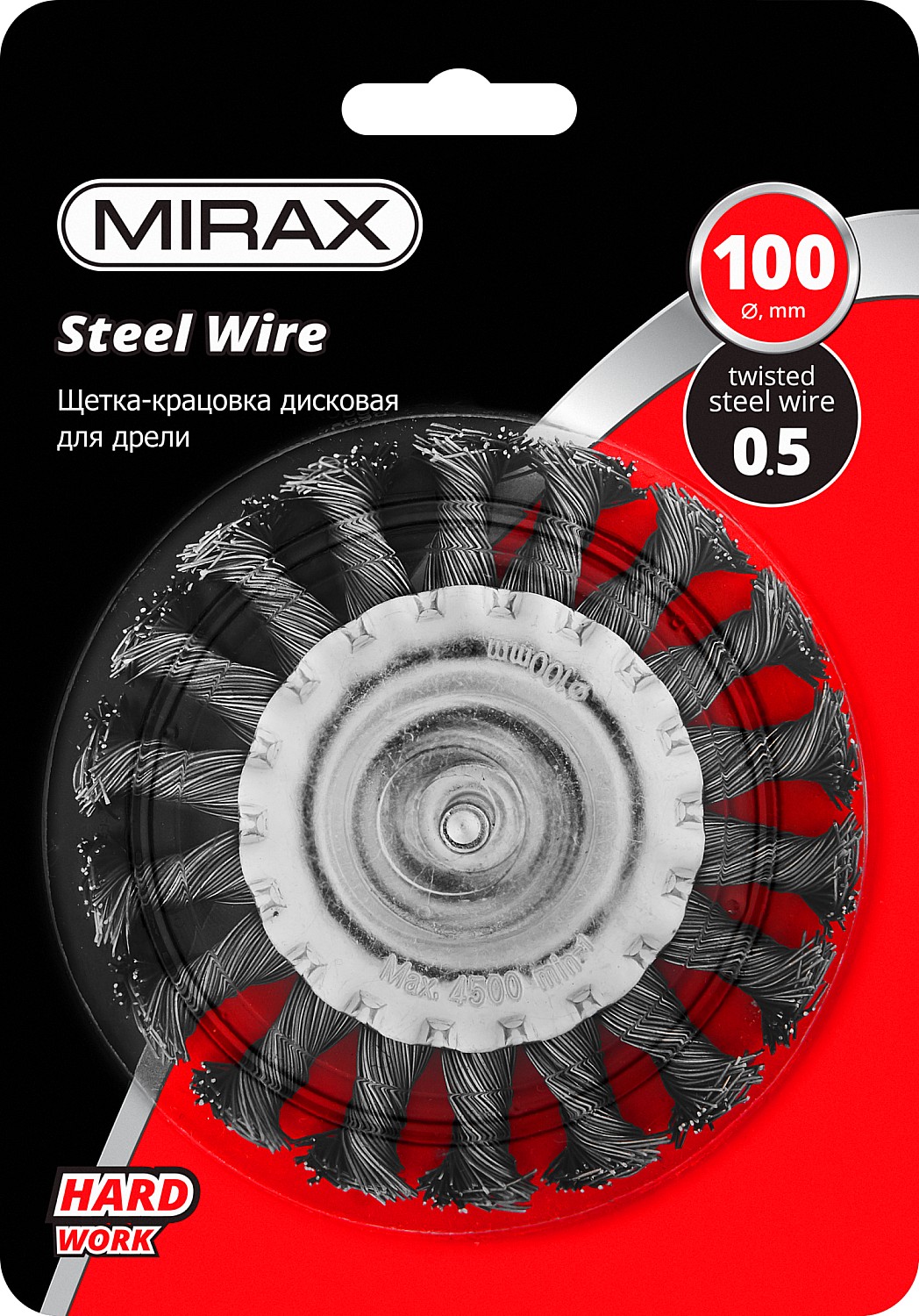 MIRAX 100 / 6 мм, жгутированная стальная проволока 0.5 мм, щетка дисковая для дрели (35146-100) — фото 3