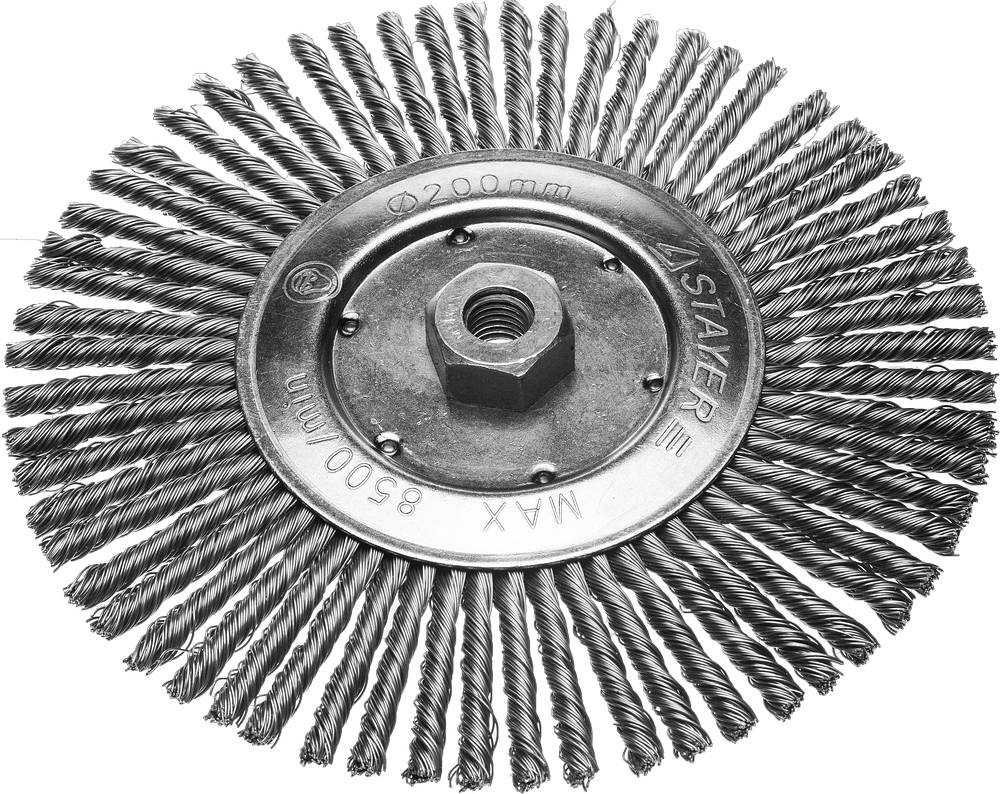 STAYER 200 мм, стальная проволока 0.5 мм, щетка дисковая для УШМ (35192-200)
