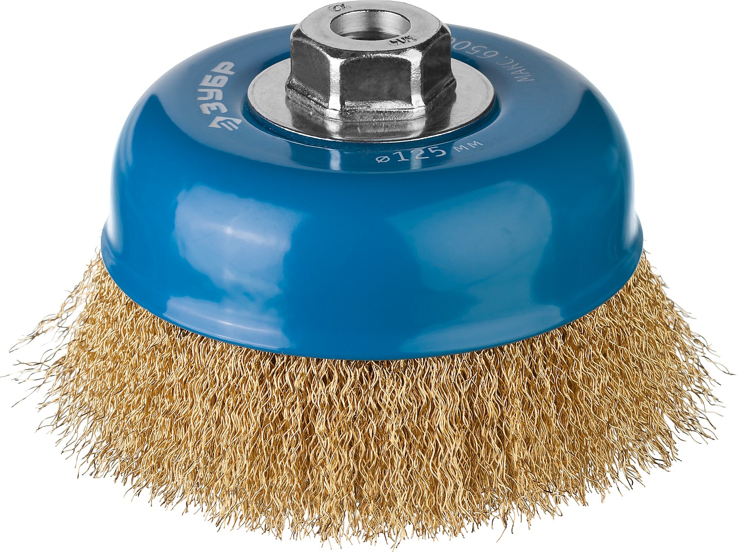 ЗУБР 125 мм, витая стальная латунированная проволока 0.3 мм, чашечная щетка-крацовка для УШМ, Профессионал (3526-125)