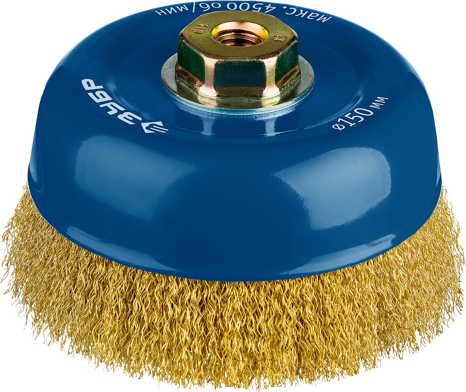 ЗУБР 150 мм, витая латунированная, проволока 0.3 мм, чашечная щетка-крацовка для УШМ, Профессионал (3526-150)