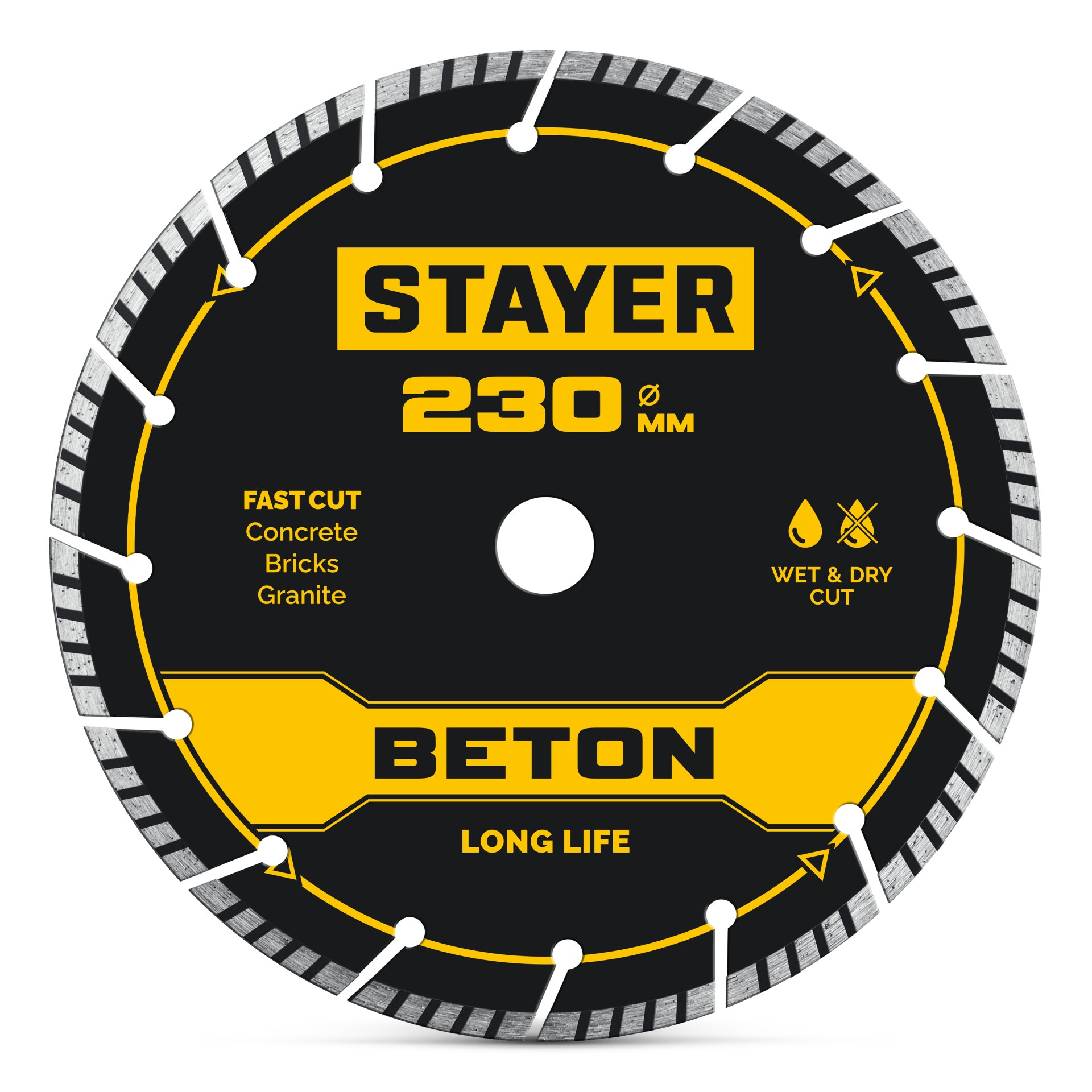 STAYER BETON 230 мм (22.2 х 7 х 2.8 мм), сегментный алмазный диск (3660-230)