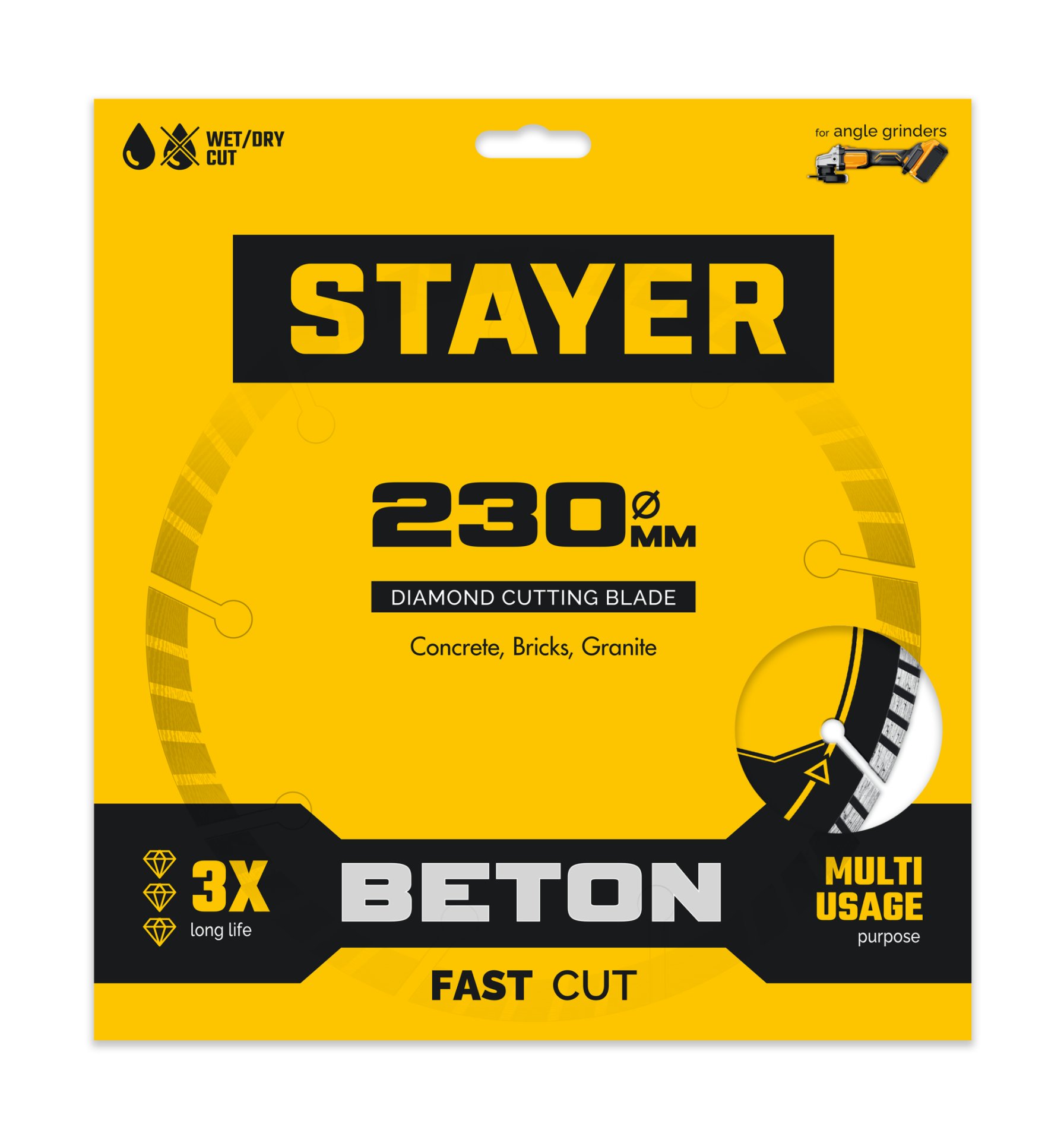 STAYER BETON 230 мм (22.2 х 7 х 2.8 мм), сегментный алмазный диск (3660-230) — фото 2