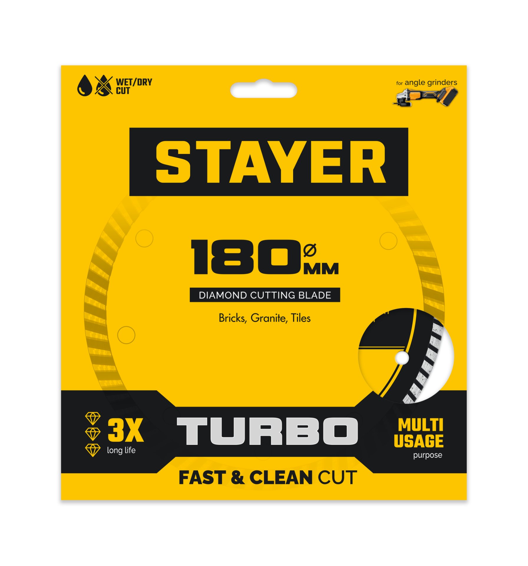 STAYER TURBO 180 мм (22.2 х 7 х 2.6 мм), сегментированный алмазный диск (3662-180) — фото 2