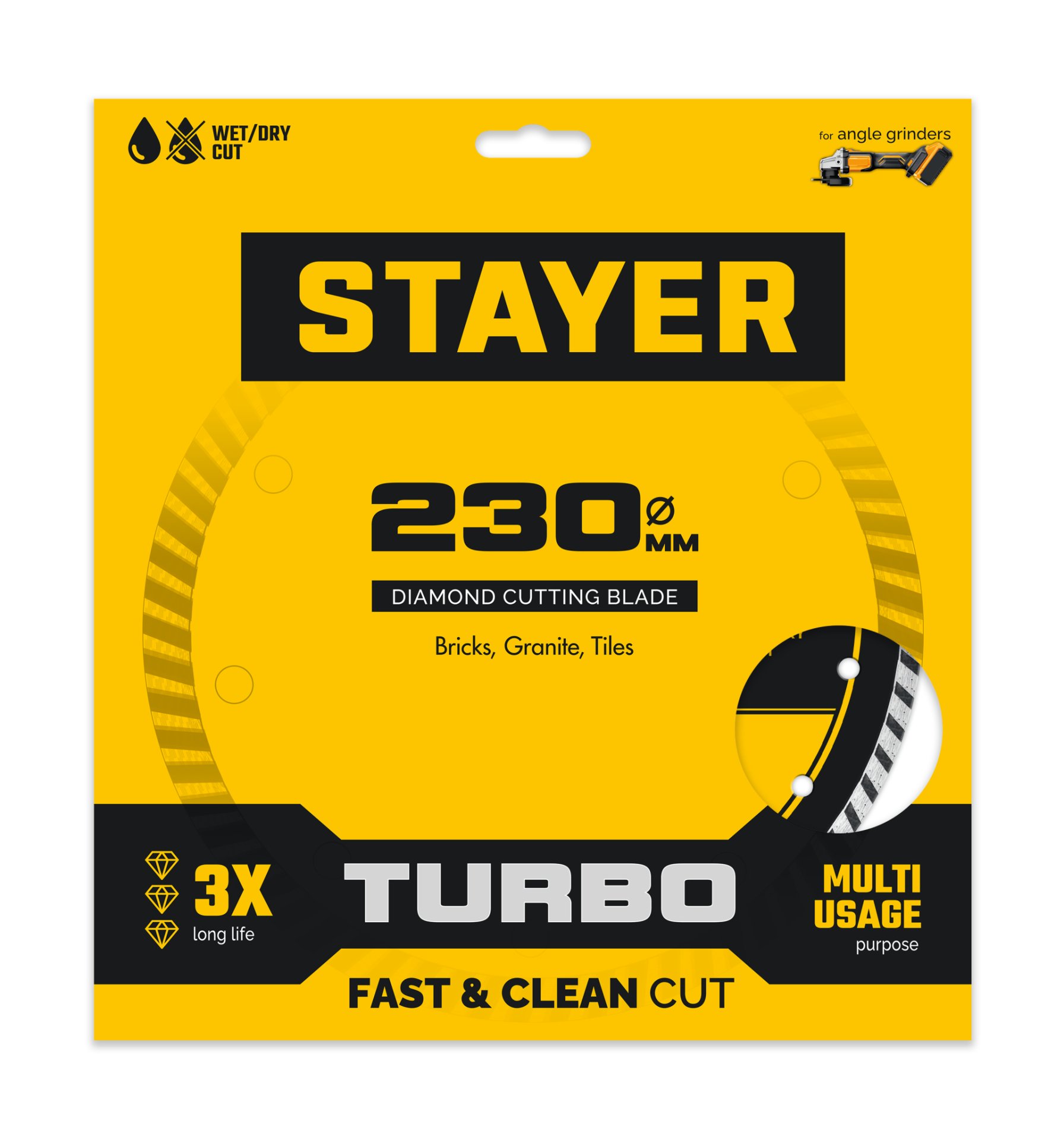 STAYER TURBO 230 мм (22.2 х 7 х 2.8 мм), сегментированный алмазный диск (3662-230) — фото 2