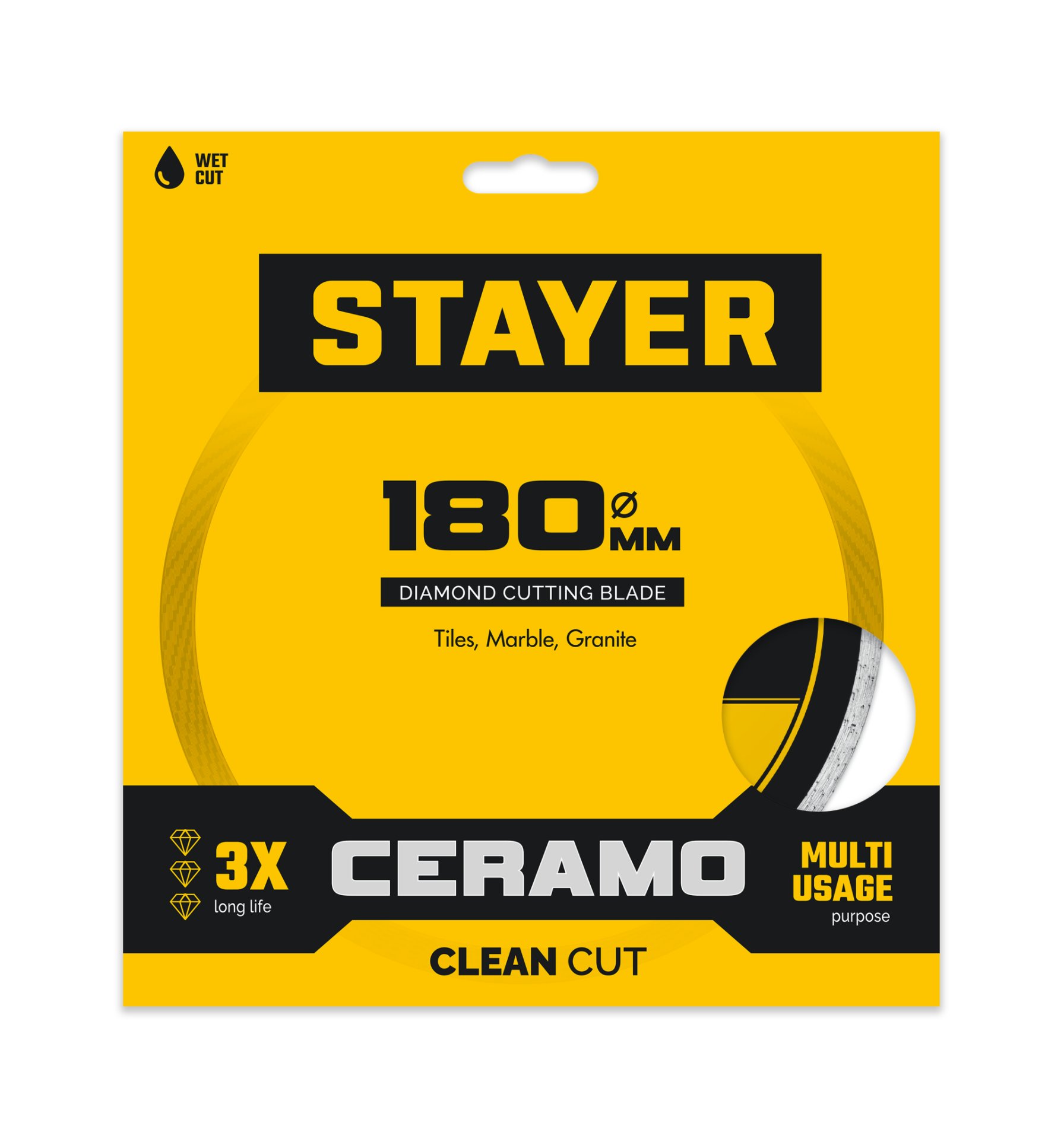 STAYER CERAMO 180 мм (22.2/25.4 х 5 х 2.2 мм), сплошной алмазный диск (3664-180) — фото 2