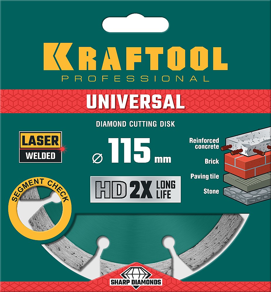 KRAFTOOL LASER-UNIVERSAL 115 мм (22.2 мм, 10х2.2мм), алмазный диск (36680-115) — фото 4