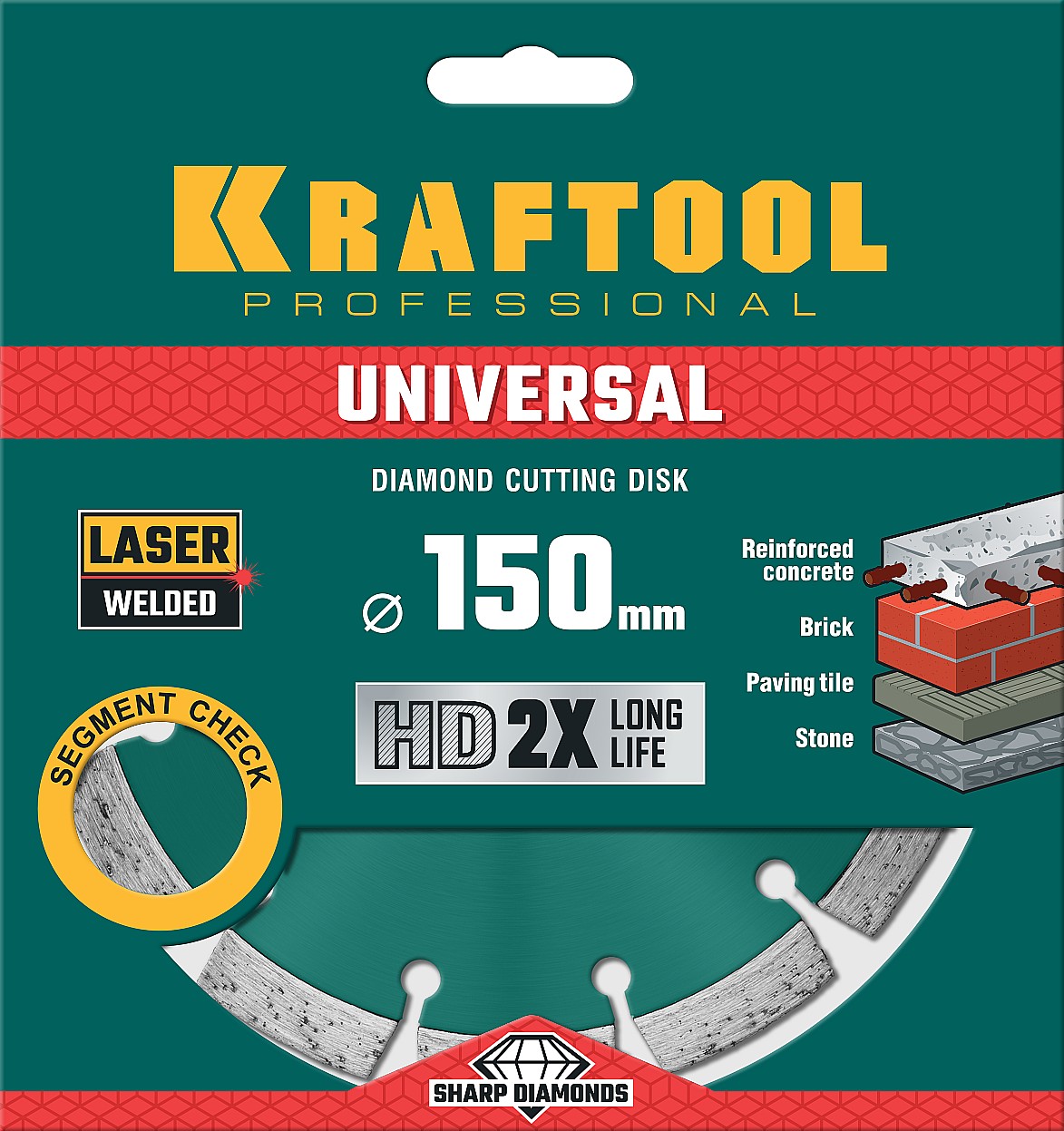 KRAFTOOL LASER-UNIVERSAL 150 мм (22.2 мм, 10х2.4мм), алмазный диск (36680-150) — фото 4