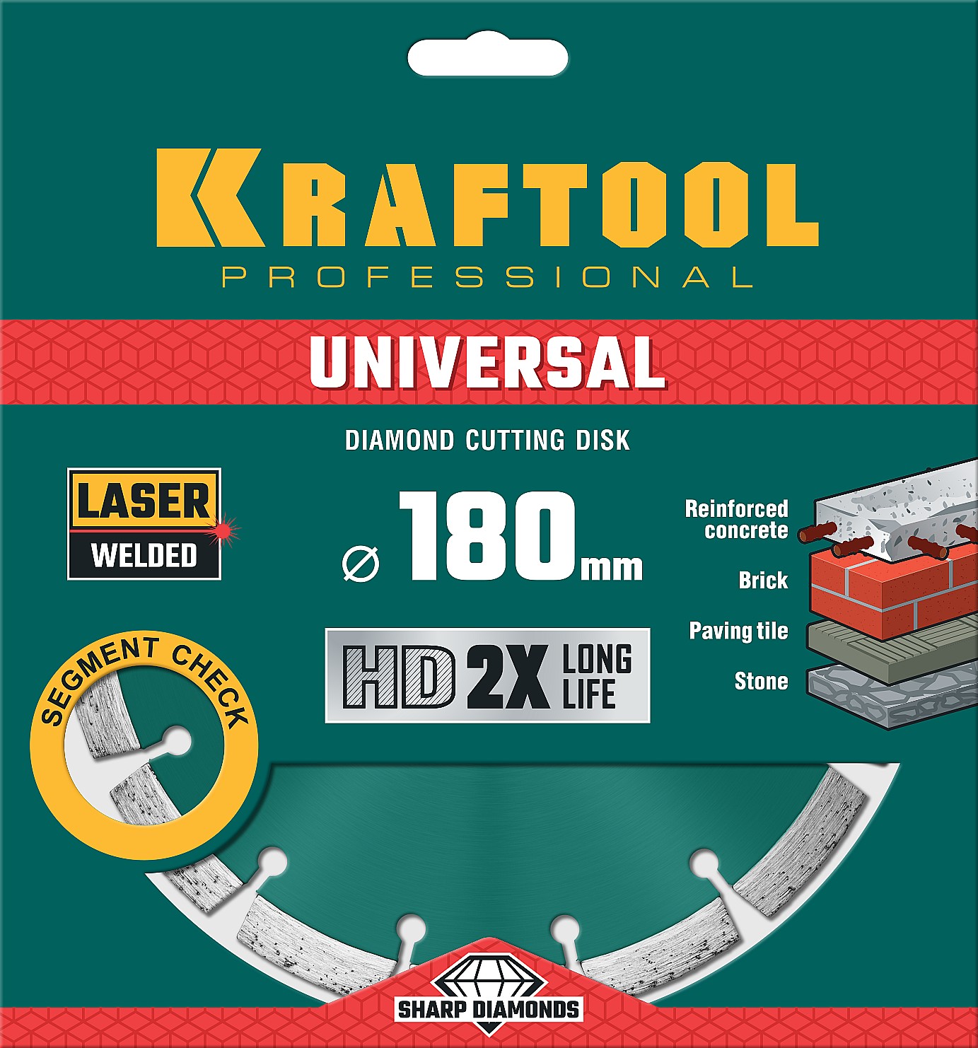 KRAFTOOL LASER-UNIVERSAL 180 мм (22.2 мм, 10х2.6мм), алмазный диск (36680-180) — фото 4