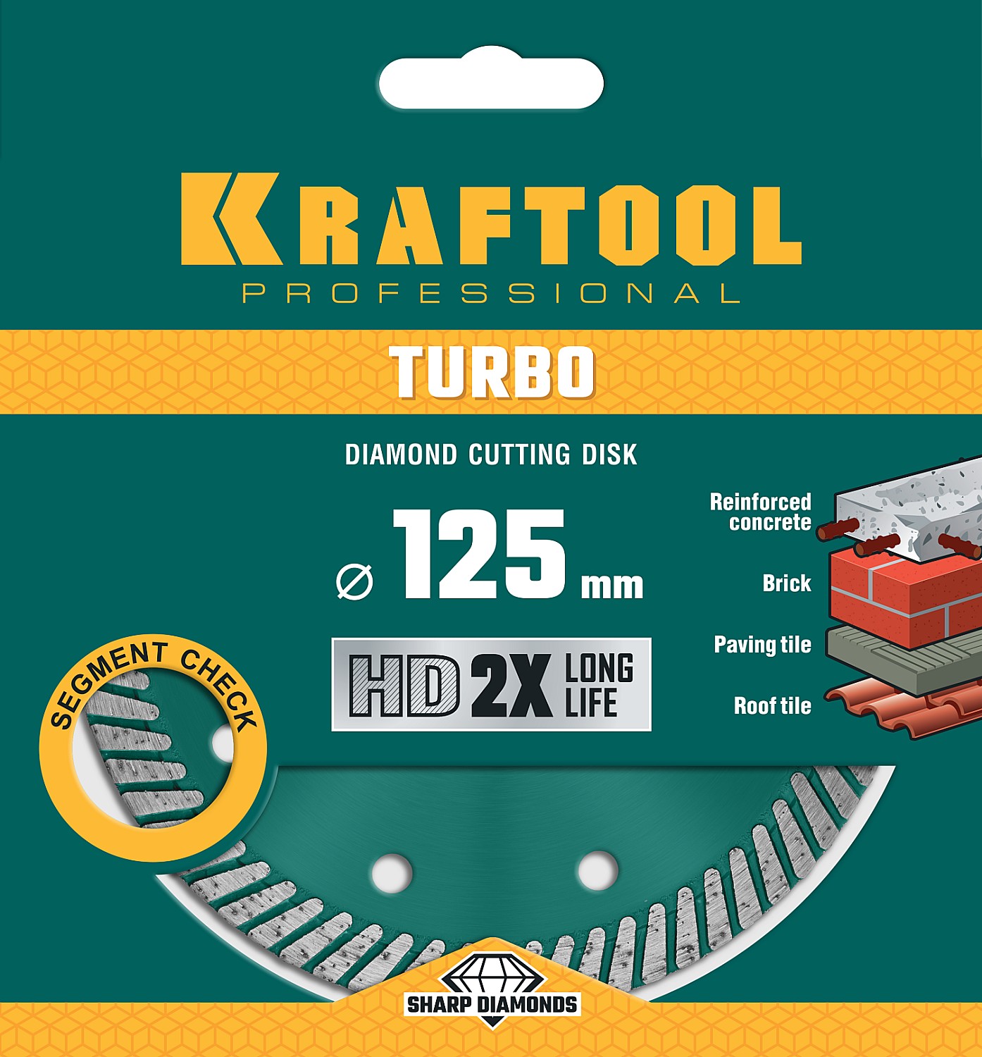 KRAFTOOL Turbo, 125 мм, (22.2 мм, 10 х 2.4 мм), сегментированный алмазный диск (36682-125) — фото 4