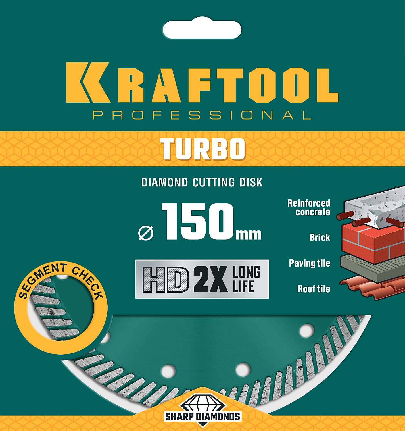 KRAFTOOL Turbo, 150 мм, (22.2 мм, 10 х 2.4 мм), сегментированный алмазный диск (36682-150) — фото 4