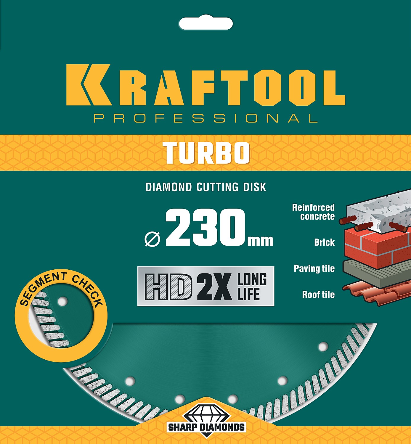 KRAFTOOL Turbo, 230 мм, (22.2 мм, 10 х 2.8 мм), сегментированный алмазный диск (36682-230) — фото 4