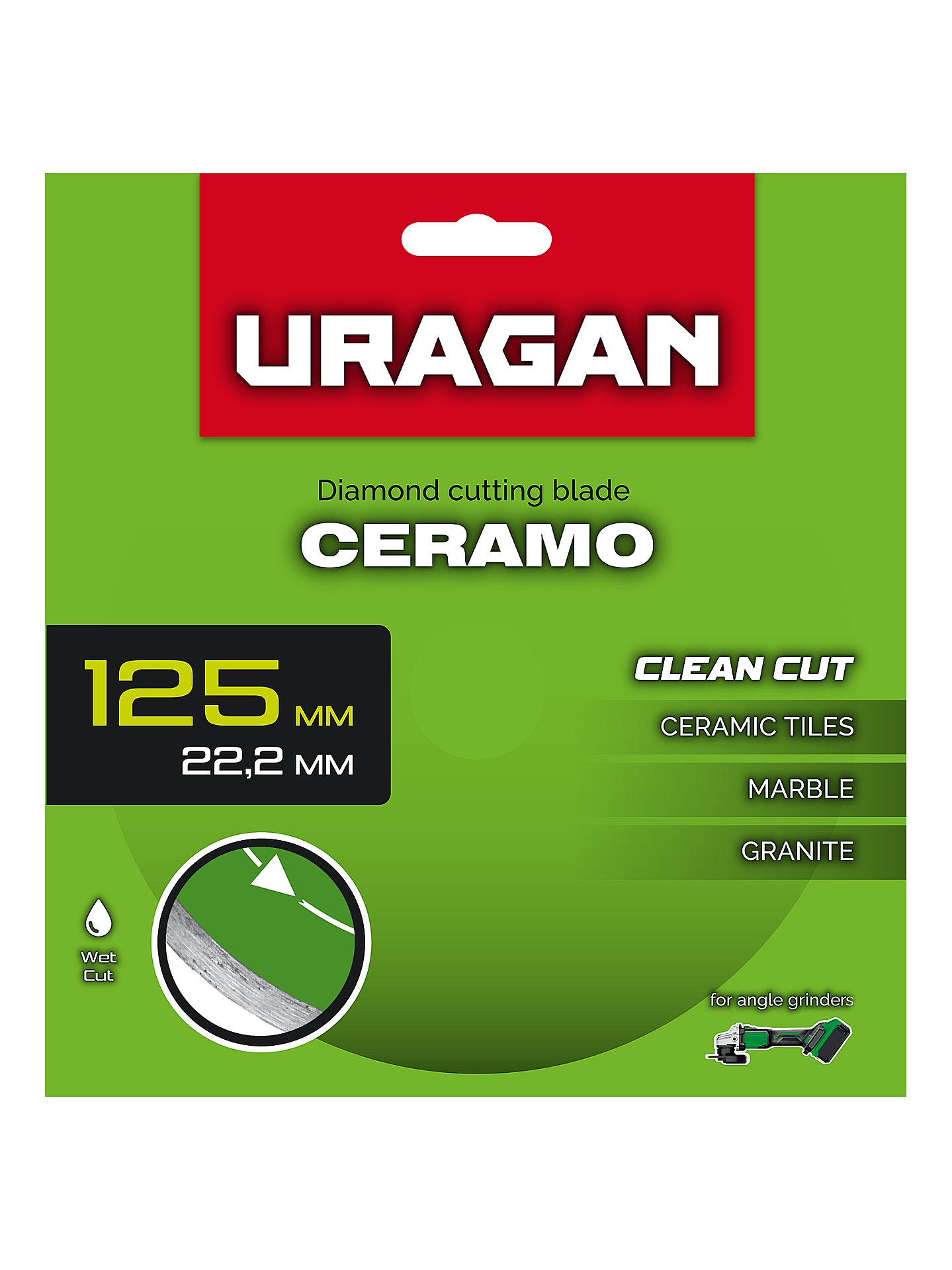 URAGAN CERAMO 125 мм, диск алмазный отрезной сплошной (36707-125) — фото 3