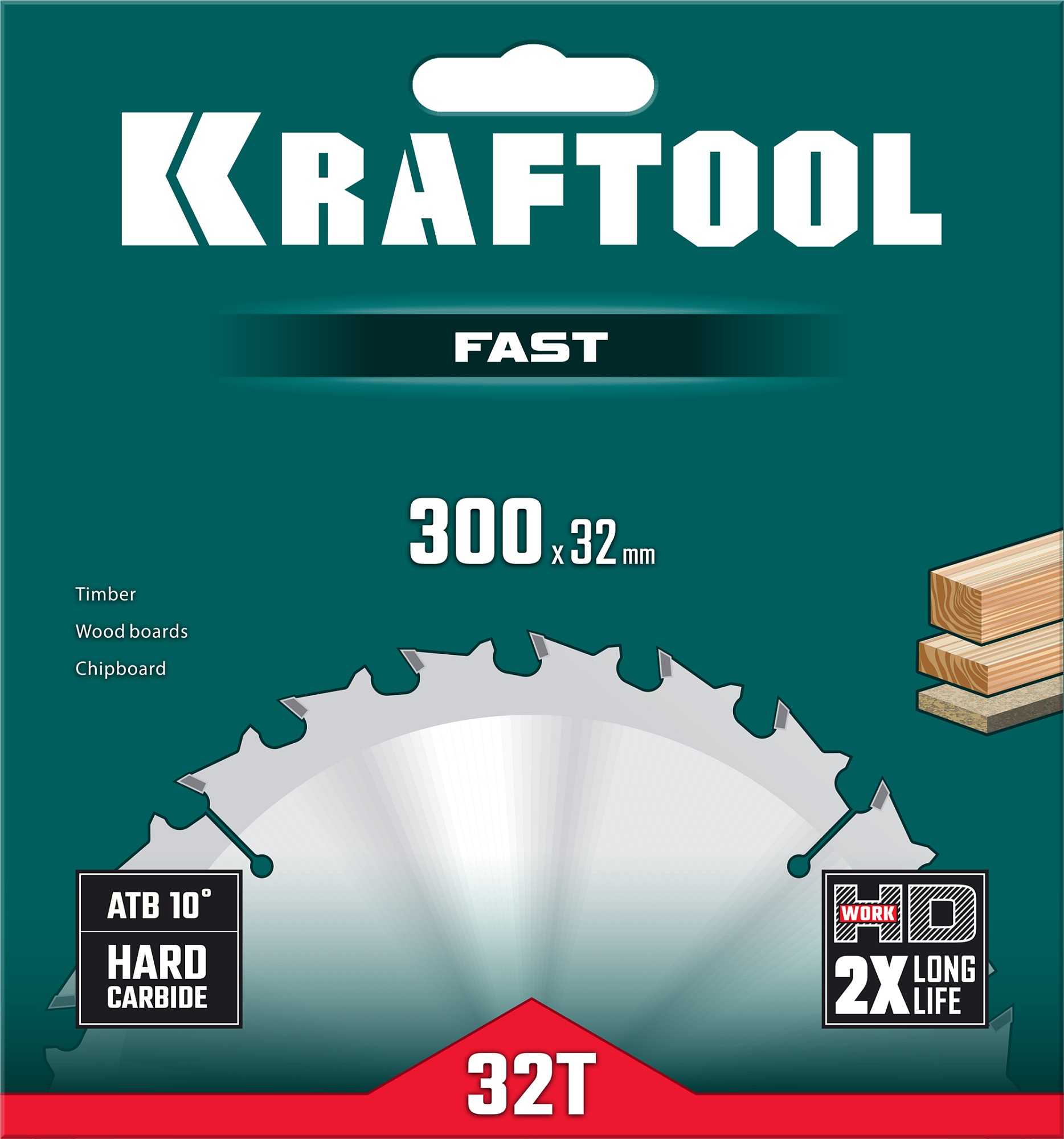 KRAFTOOL Fast, 300 х 32 мм, 32Т, пильный диск по дереву (36950-300-32) — фото 5