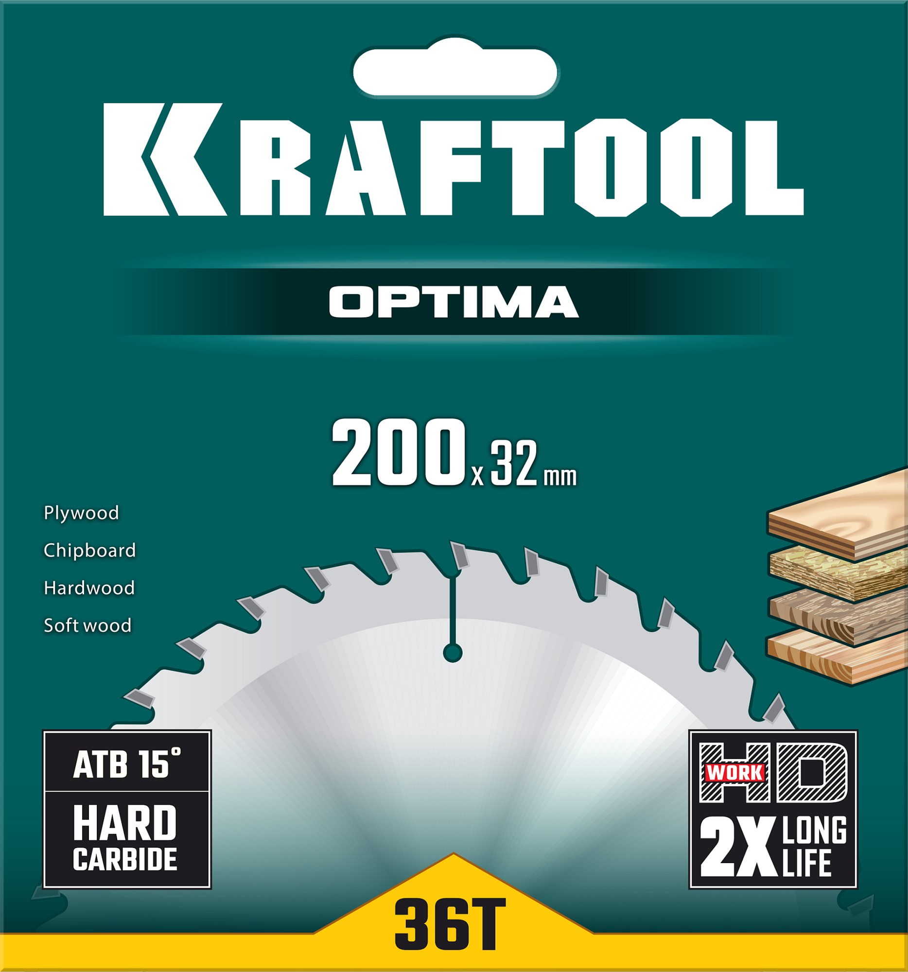 KRAFTOOL Optima, 200 х 32 мм, 36Т, пильный диск по дереву (36951-200-32) — фото 5