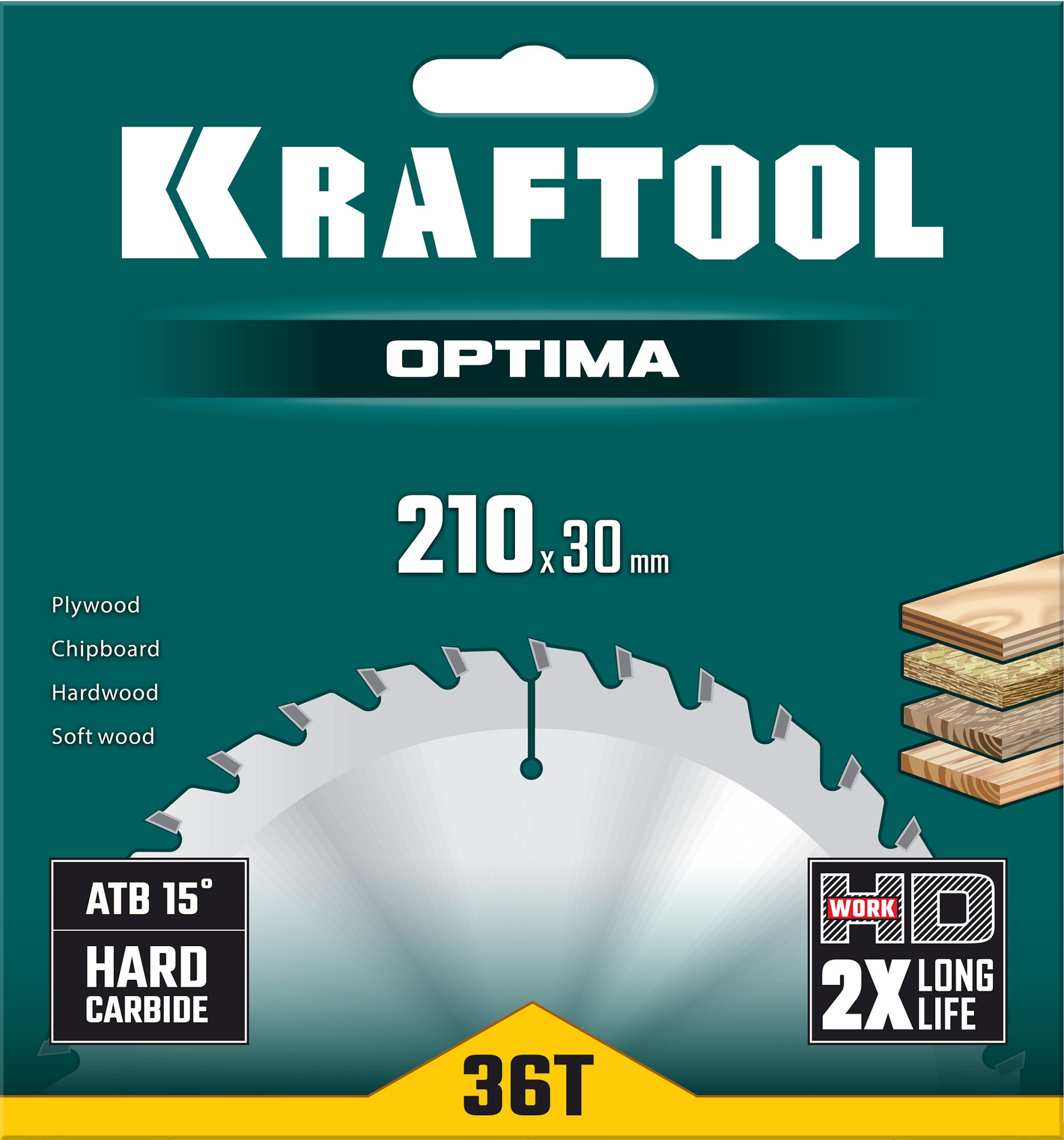 KRAFTOOL Optima, 210 х 30 мм, 36Т, пильный диск по дереву (36951-210-30) — фото 5